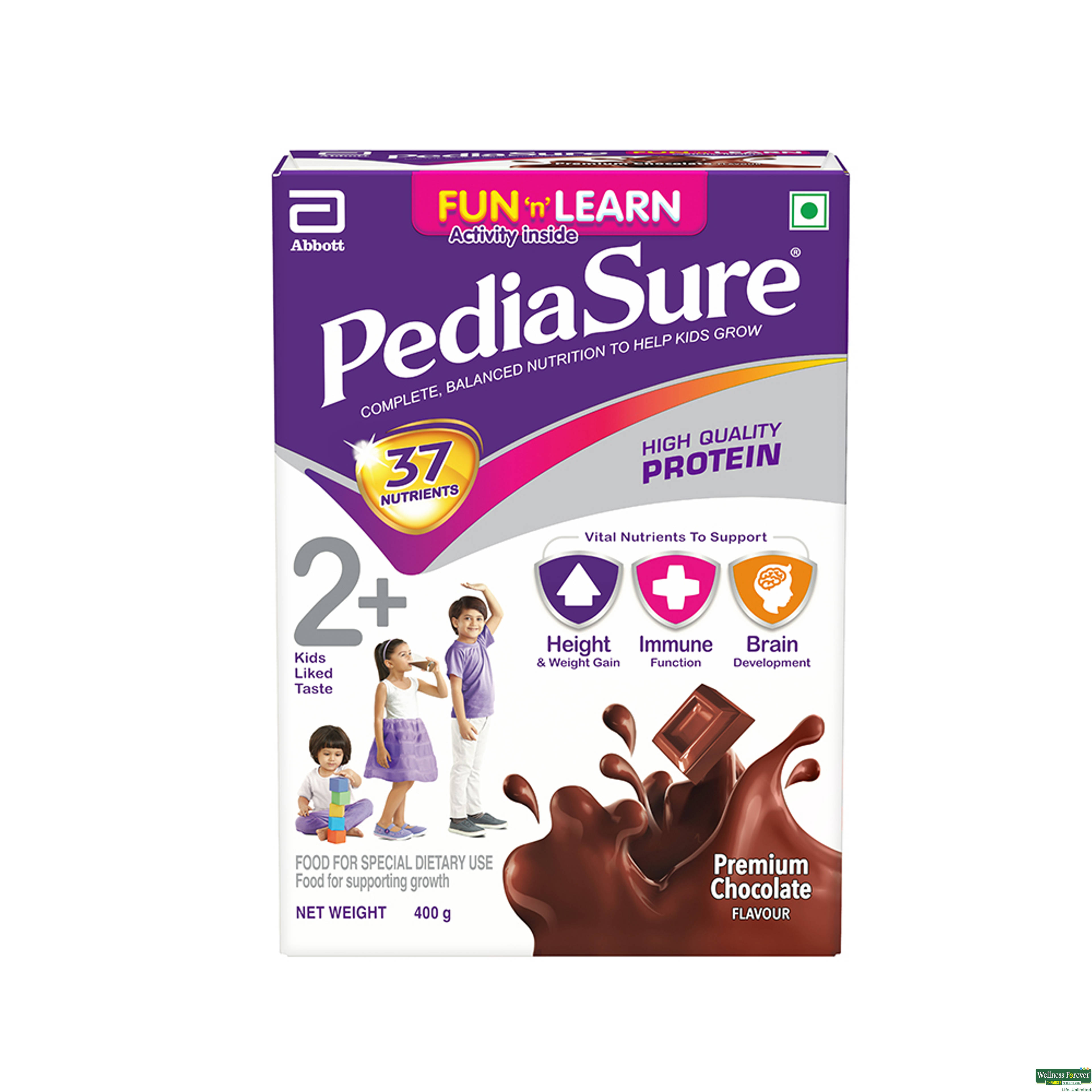 Pediasure Health And Nutrition Drink For Kids, Premium Chocolate, 400 g, Refill Pack-image