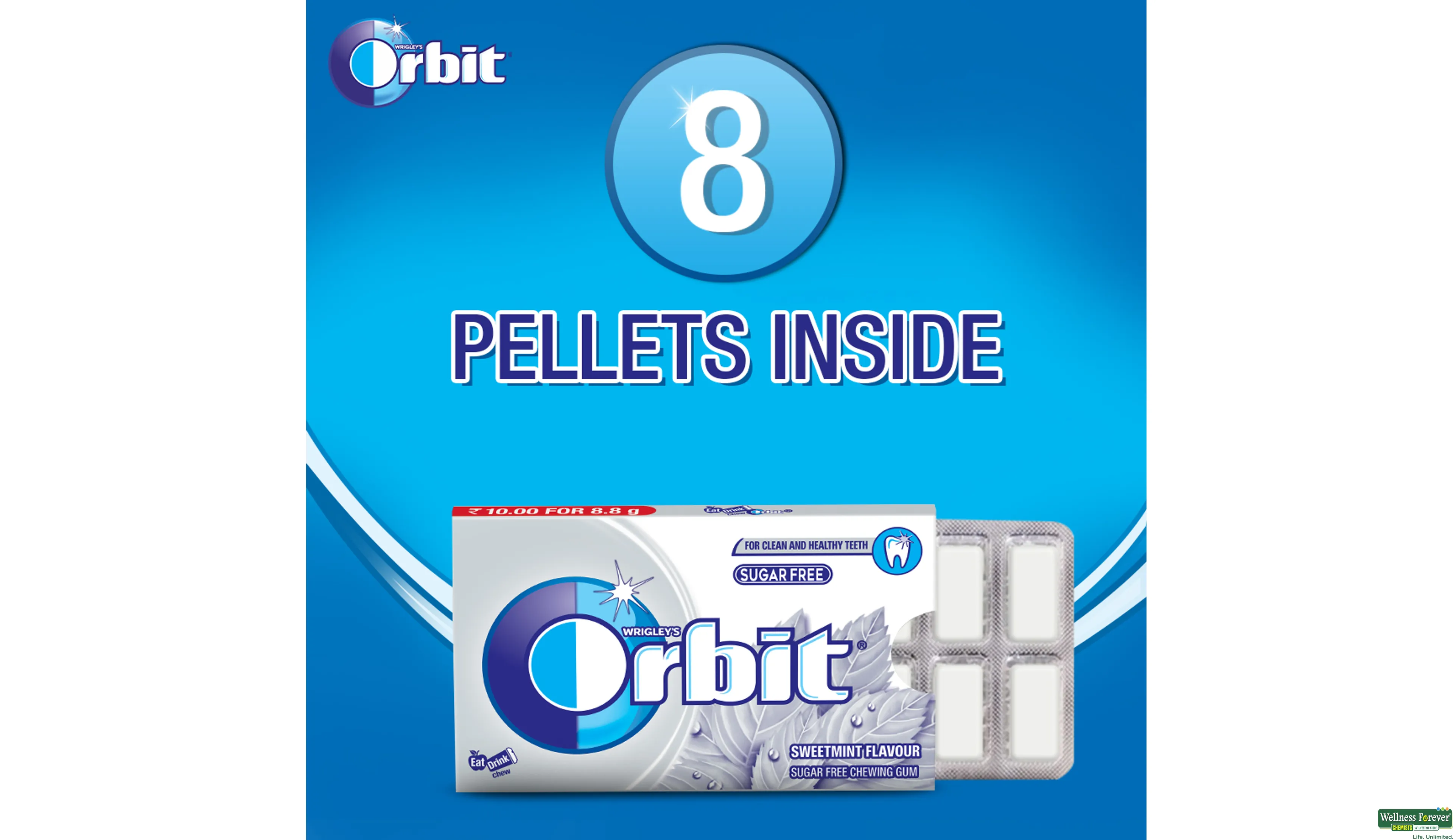 ORBIT SWEETMINT SF 8.8GM- 6, 8.8GM, 