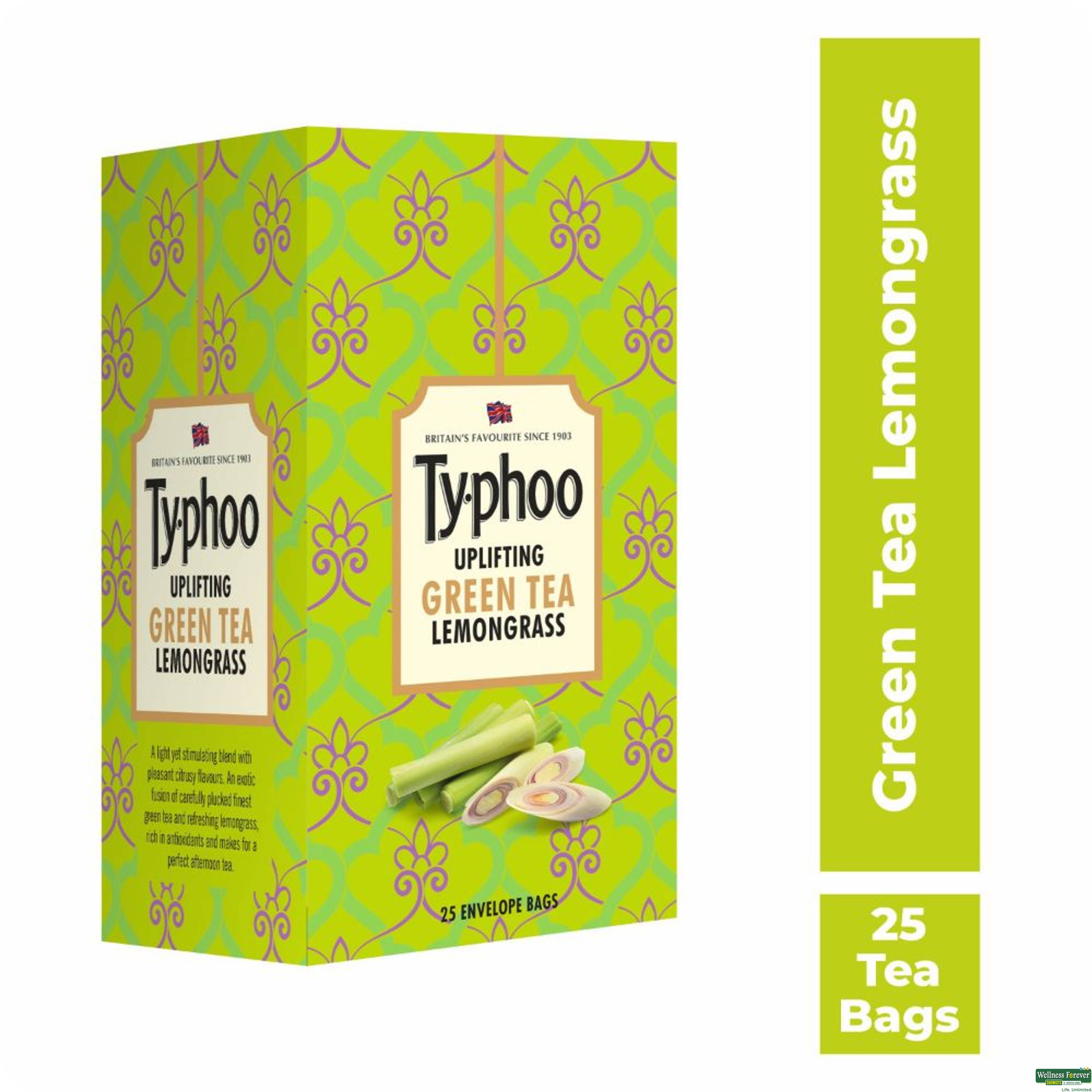 Typhoo Uplifting Green Tea Bags, Lemon Grass, 25 bags-image