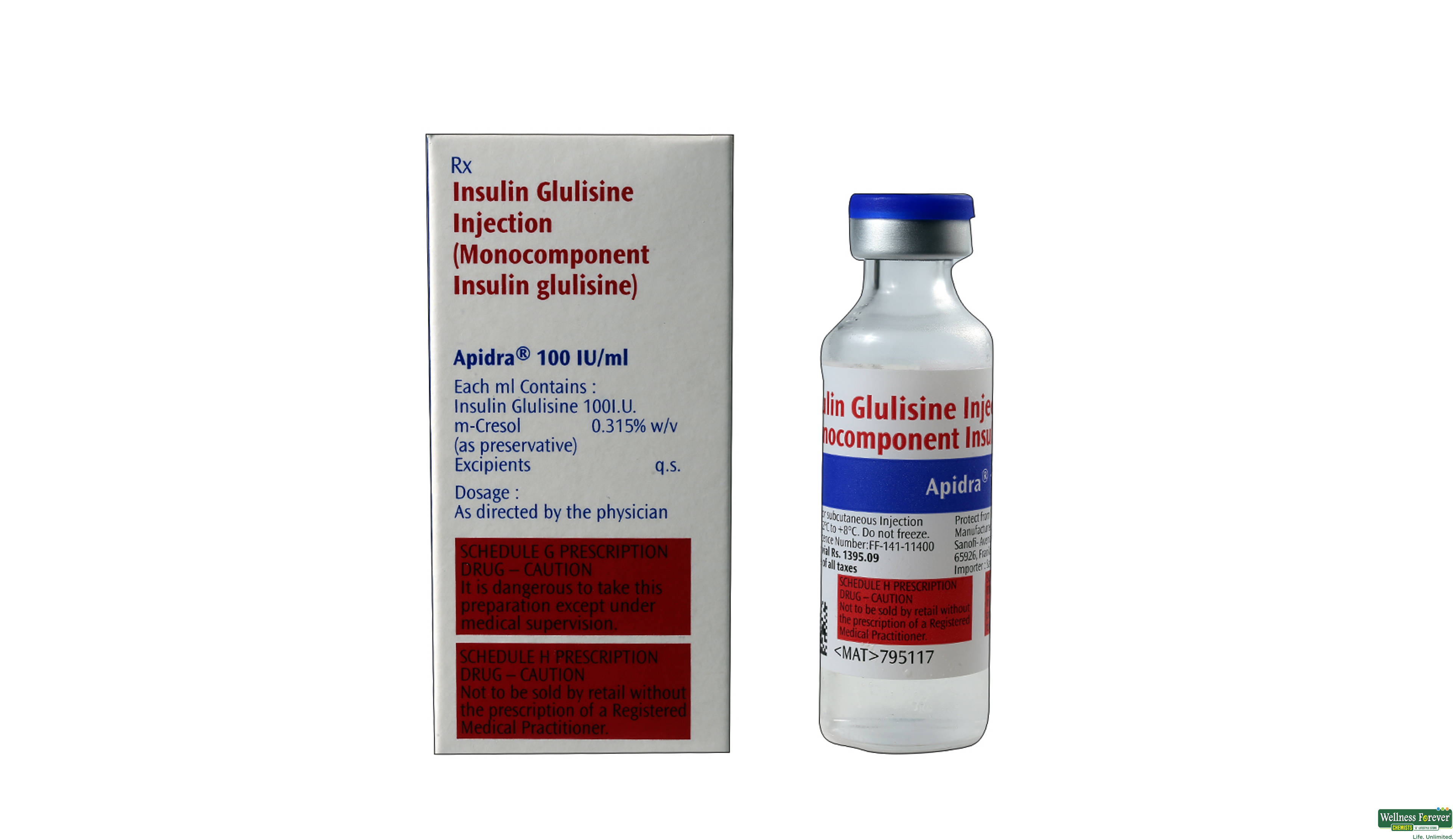 APIDRA 100IU INJ 10ML VIAL- 2, 1PC, 