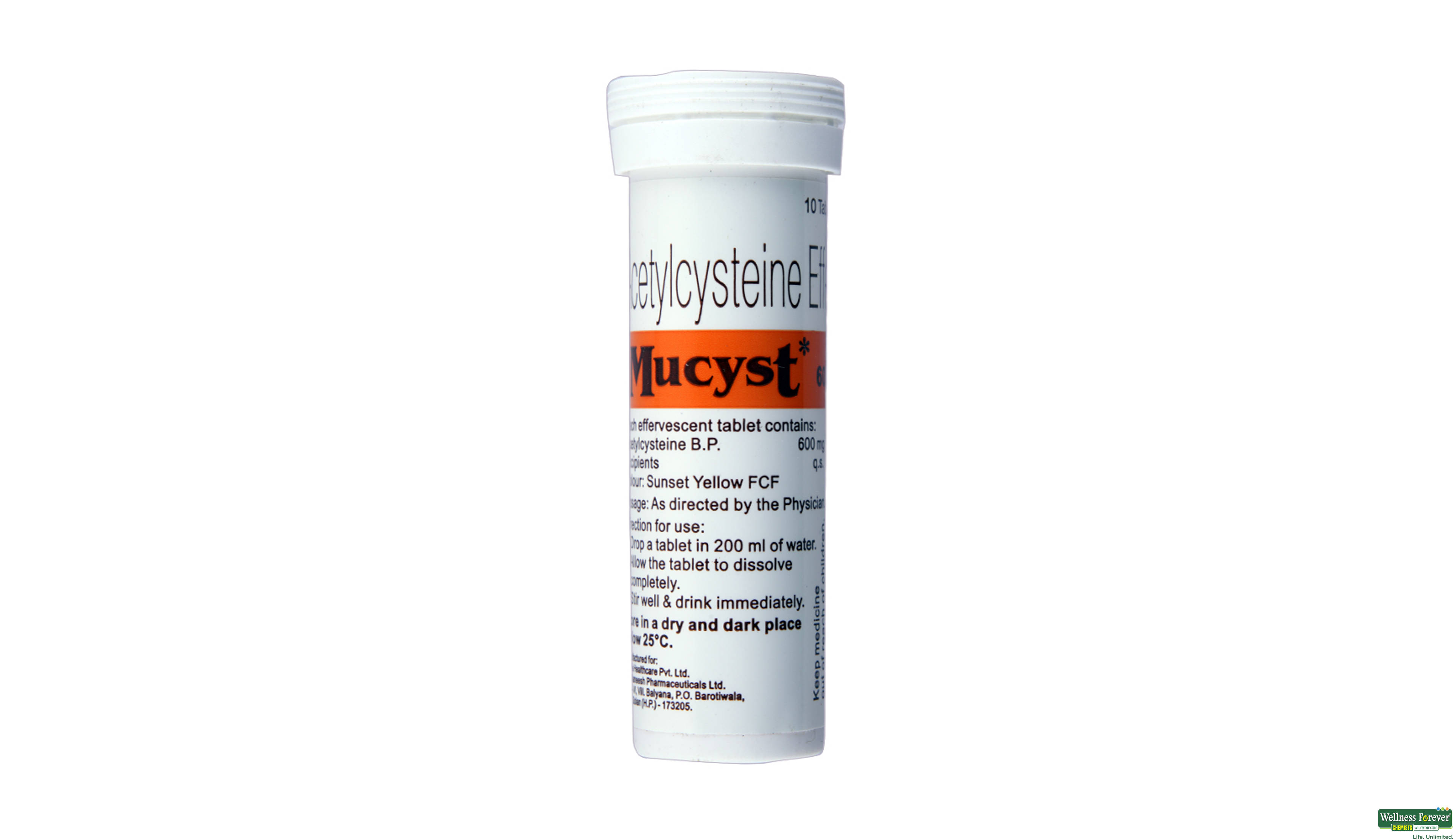 MUCYST 600MG 10TAB- 1, 10TAB, 