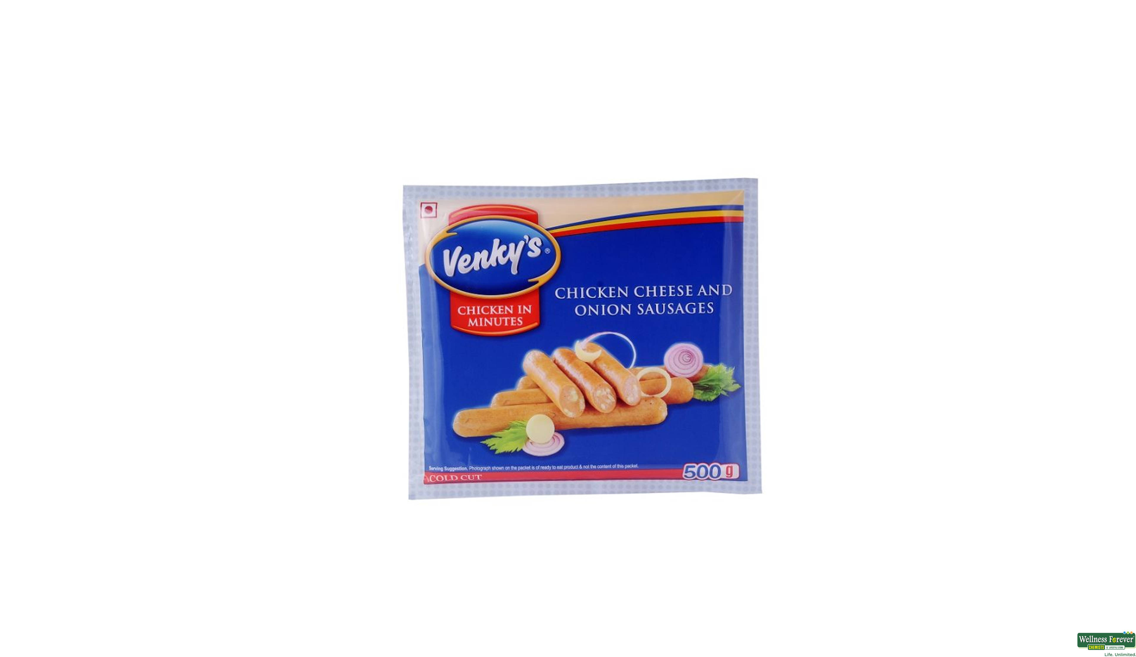 VENKYS CHI CHEESE/ONION SAUSAGES 500GM- 1, 500GM, null