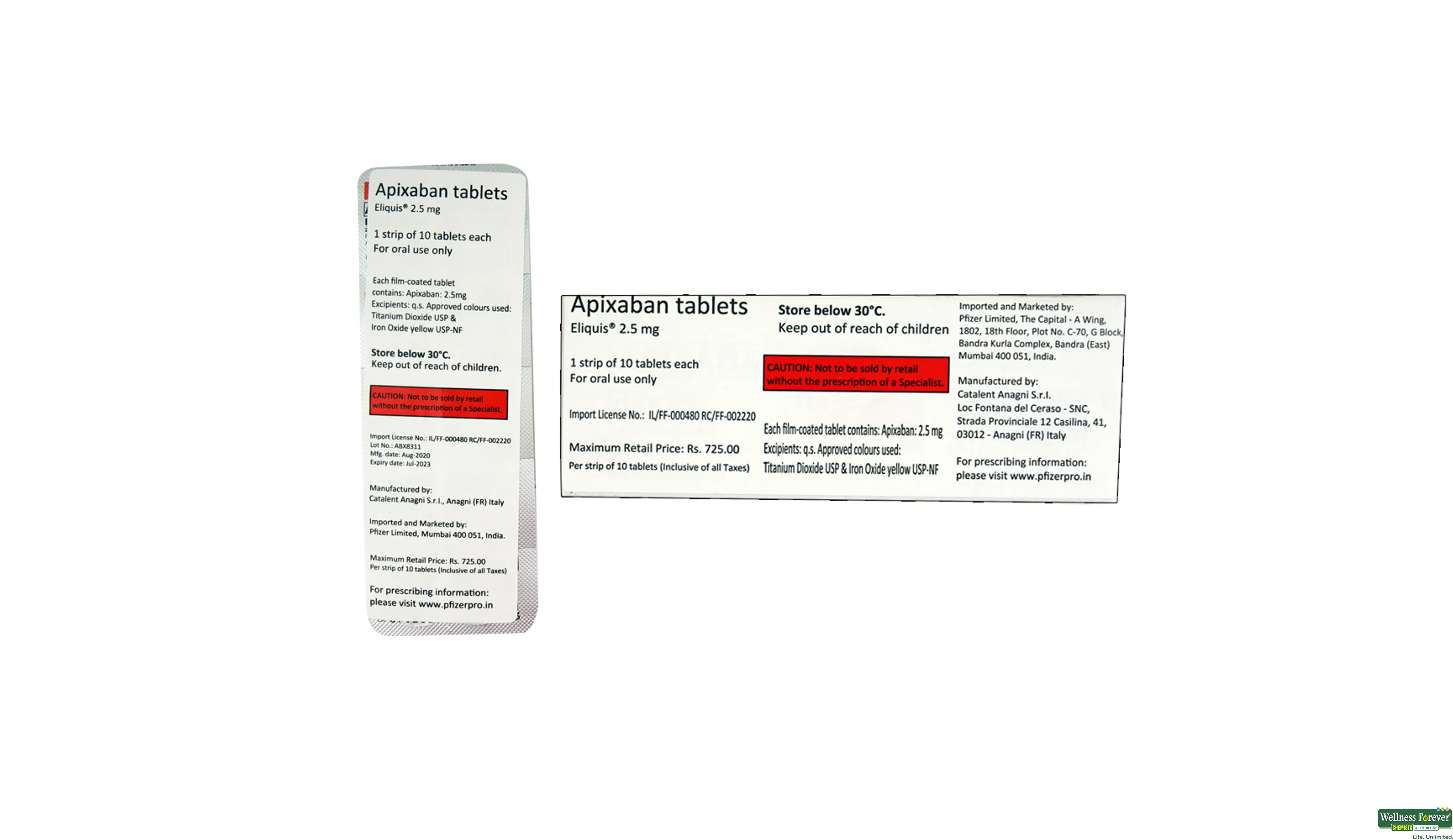 Buy Eliquis 2.5mg 10 Tablets Online at Best Prices | Wellness Forever