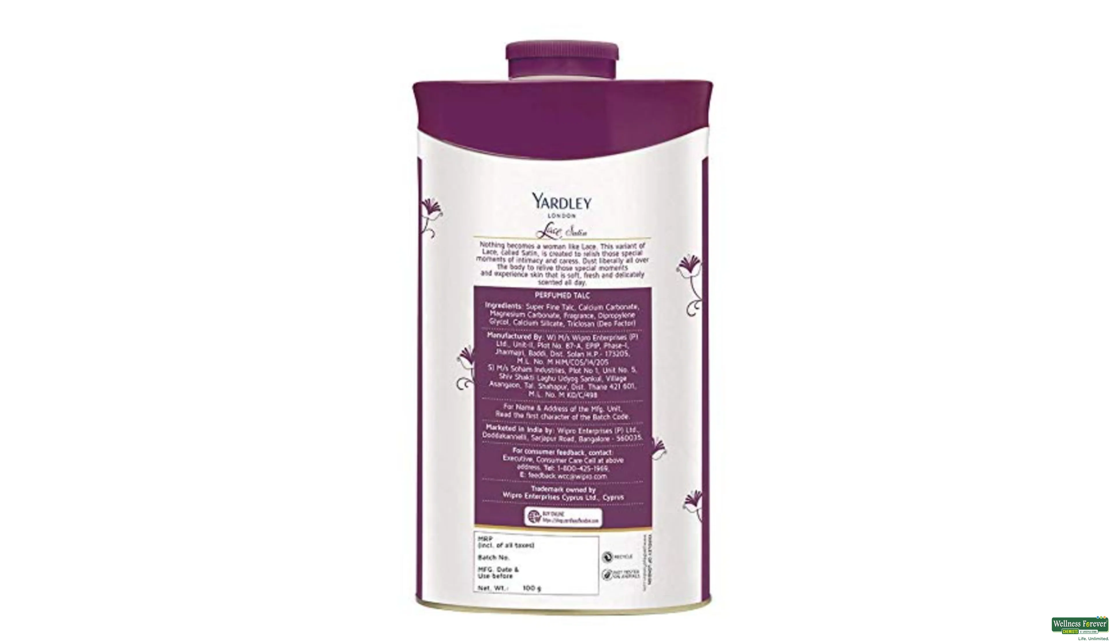 Buy Yardley London Lace Satin Perfumed Talc for Women 100 g