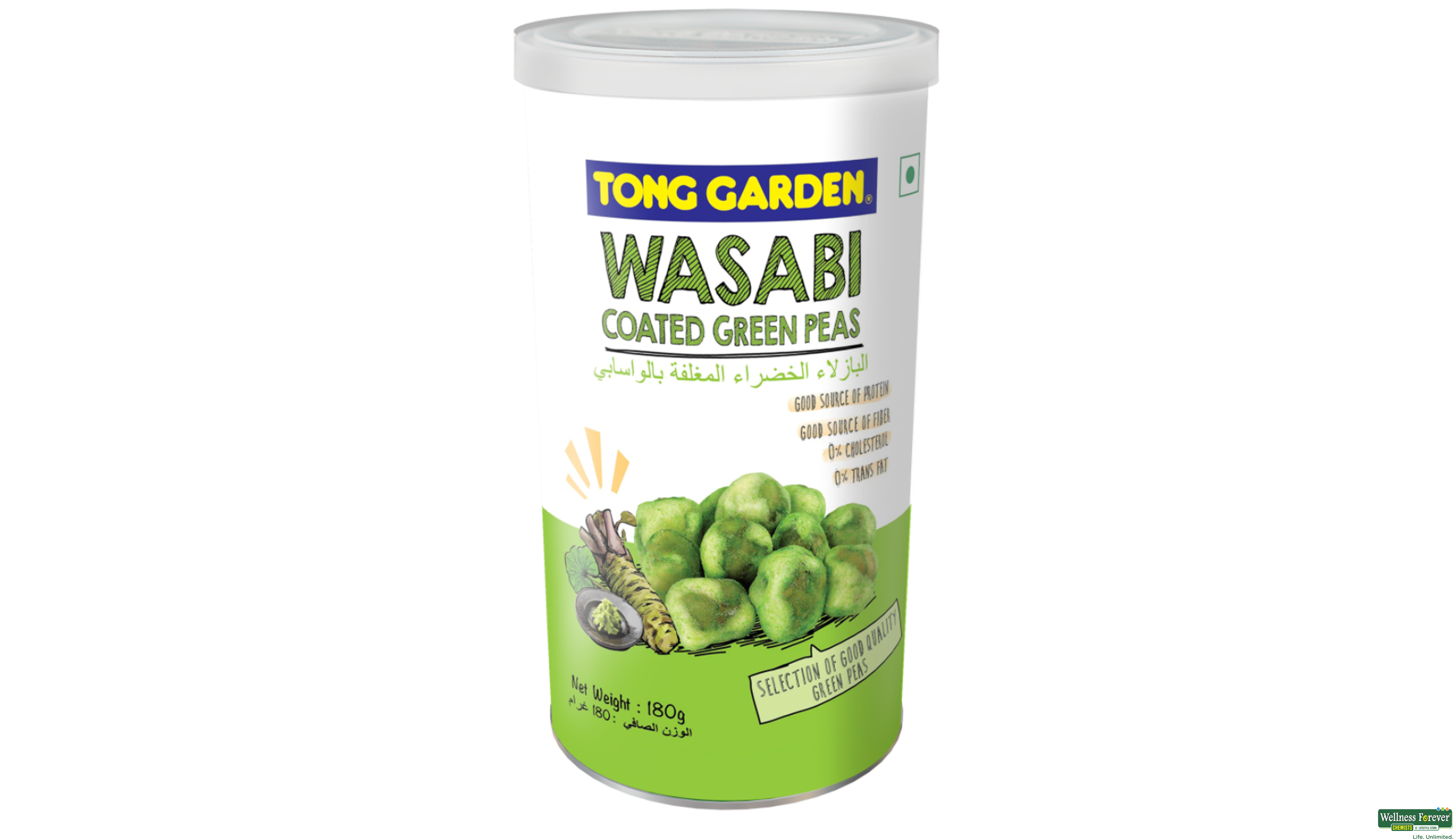 TONG GR/PEAS WASABI COATED SPICY 180GM- 1, 180GM, null