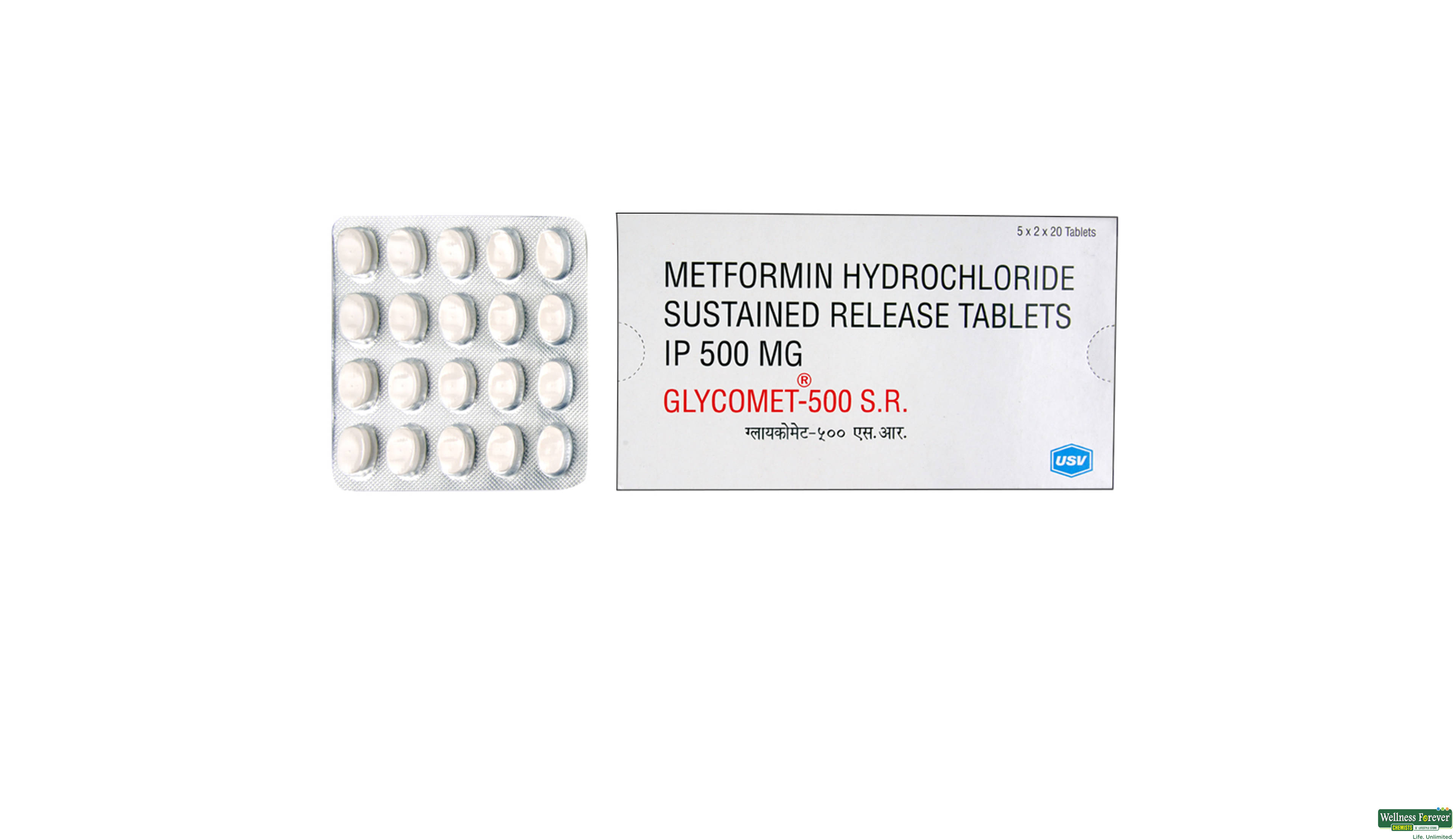 GLYCOMET-SR 500MG 20TAB- 1, 20TAB, •Stabilizes Blood Sugar: Helps in maintaining consistent blood glucose levels, reducing spikes after meals.

•Increases Insulin Sensitivity: Improves the body’s response to insulin, naturally reducing blood sugar levels.

•Minimizes Liver Glucose Production: Directly targets the liver to reduce unnecessary glucose production.