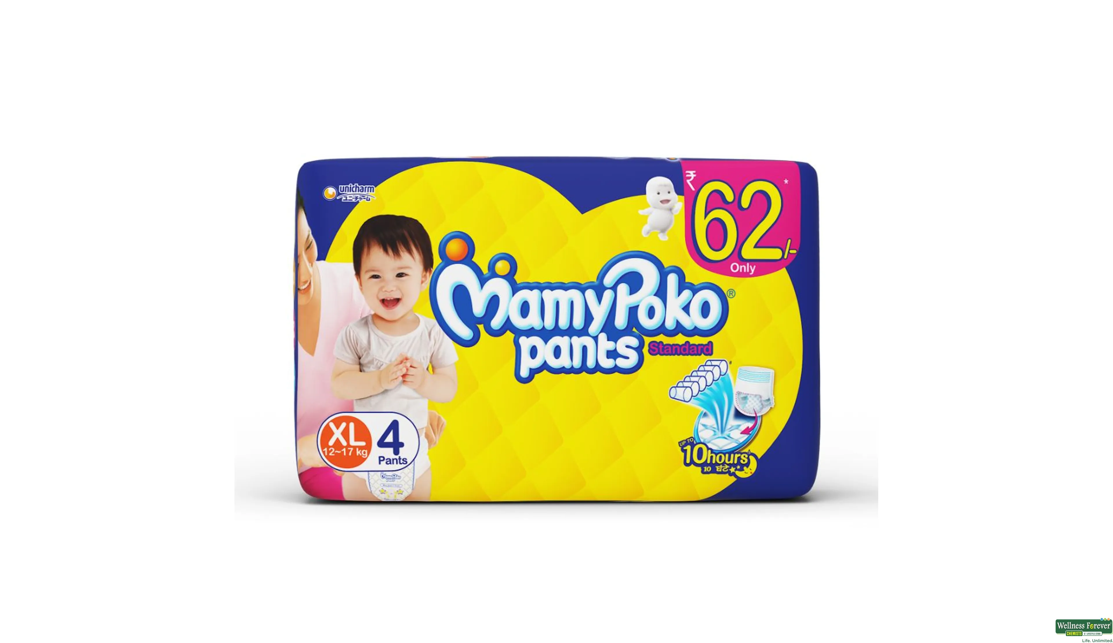 MAMY POKO DIAP PANTS STANDARD XL 4PC- 1, 4PC, null