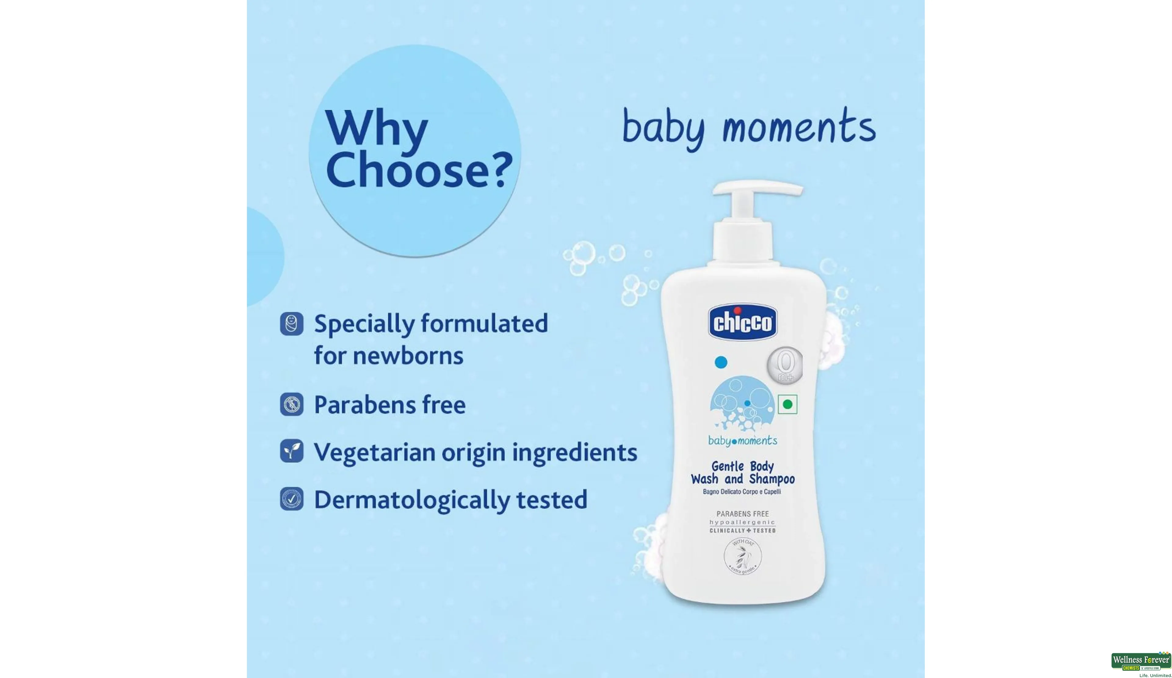 Buy Chicco Baby Moments Gentle Body Wash And Shampoo, 500 ml Online at Best  Prices