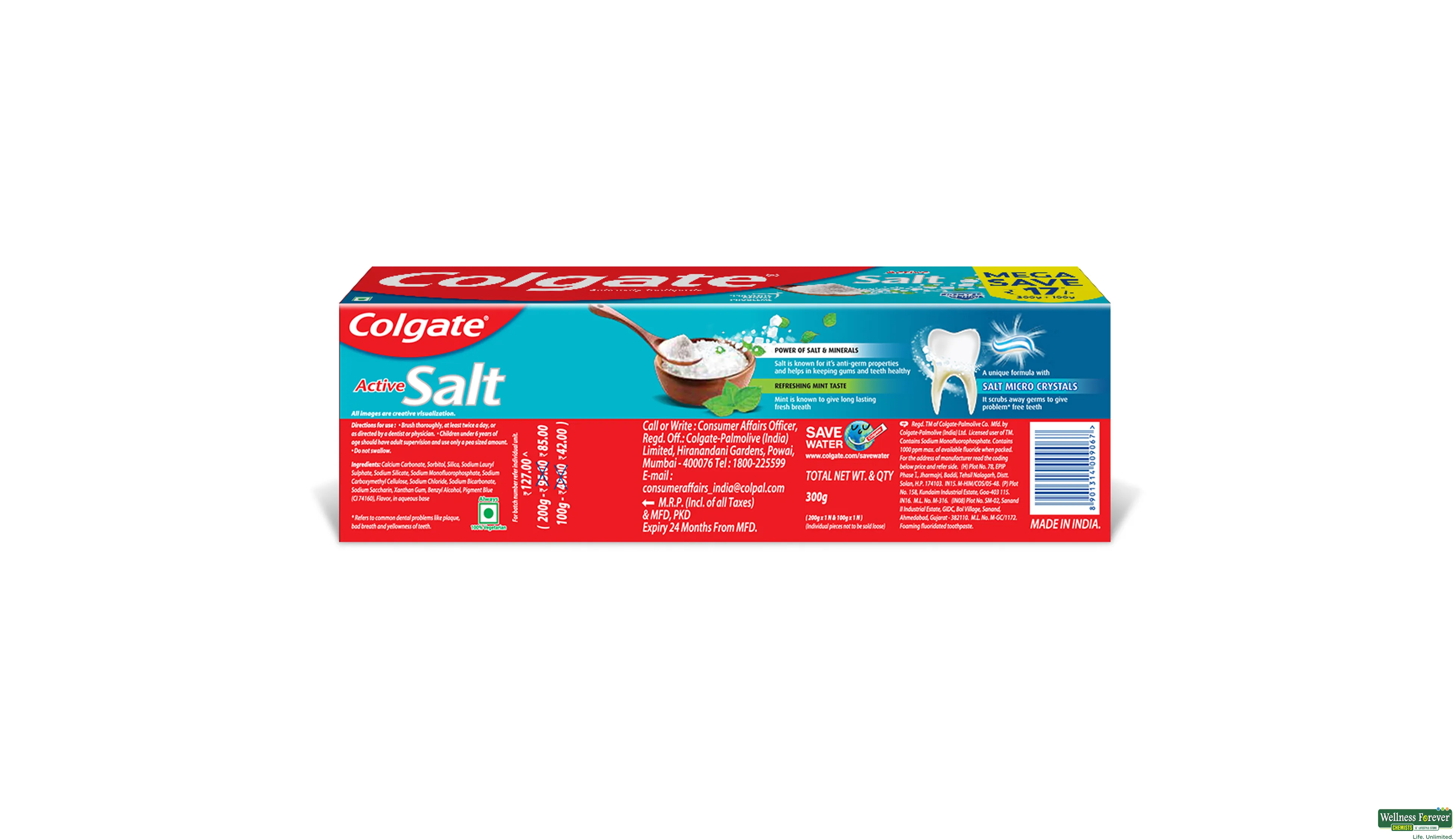 COLG T/PASTE ACTIVE SALT 200+100GM- 2, 300GM, 