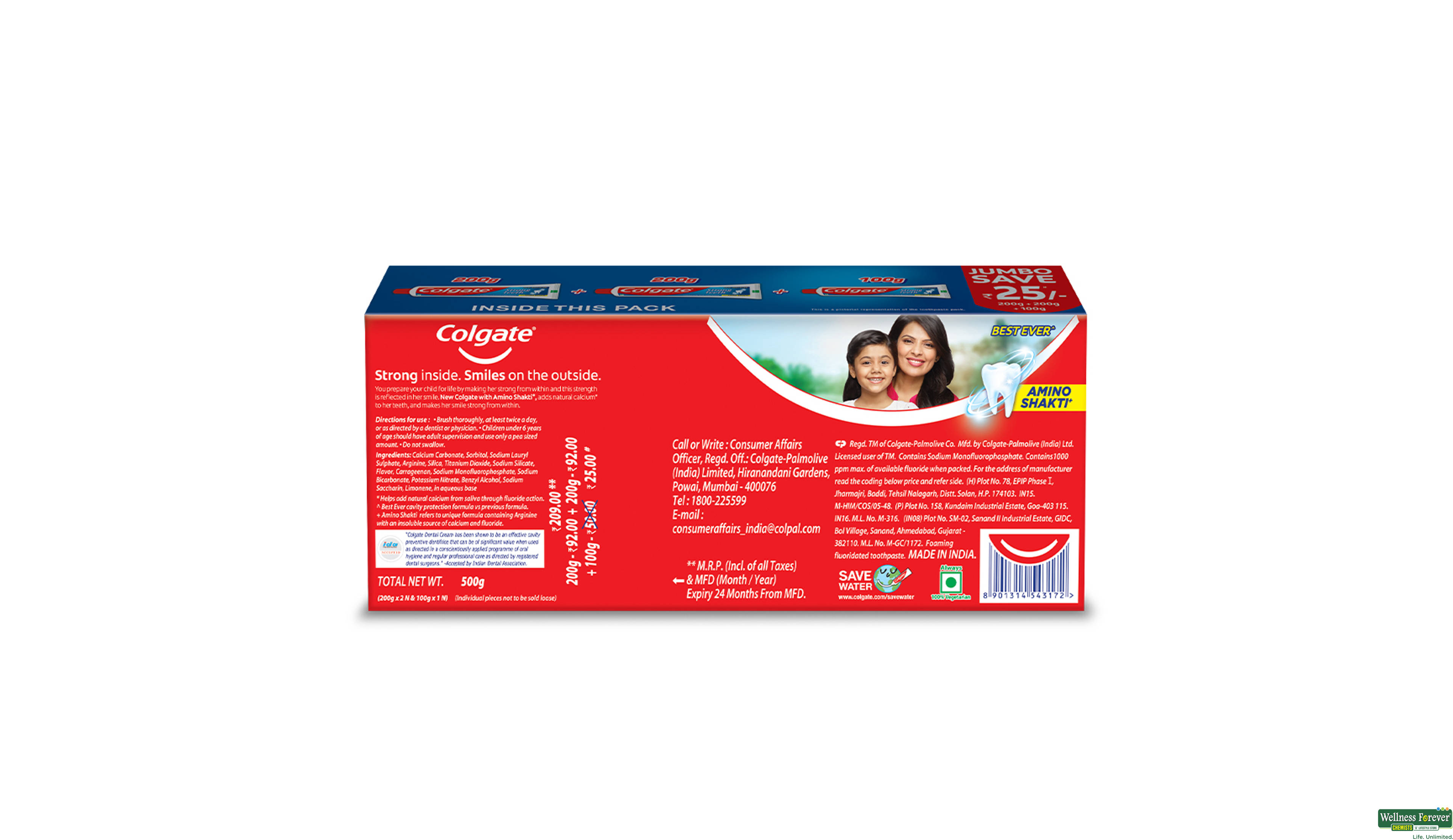 COLG T/PASTE 200+200+100GM- 2, 500GM, 