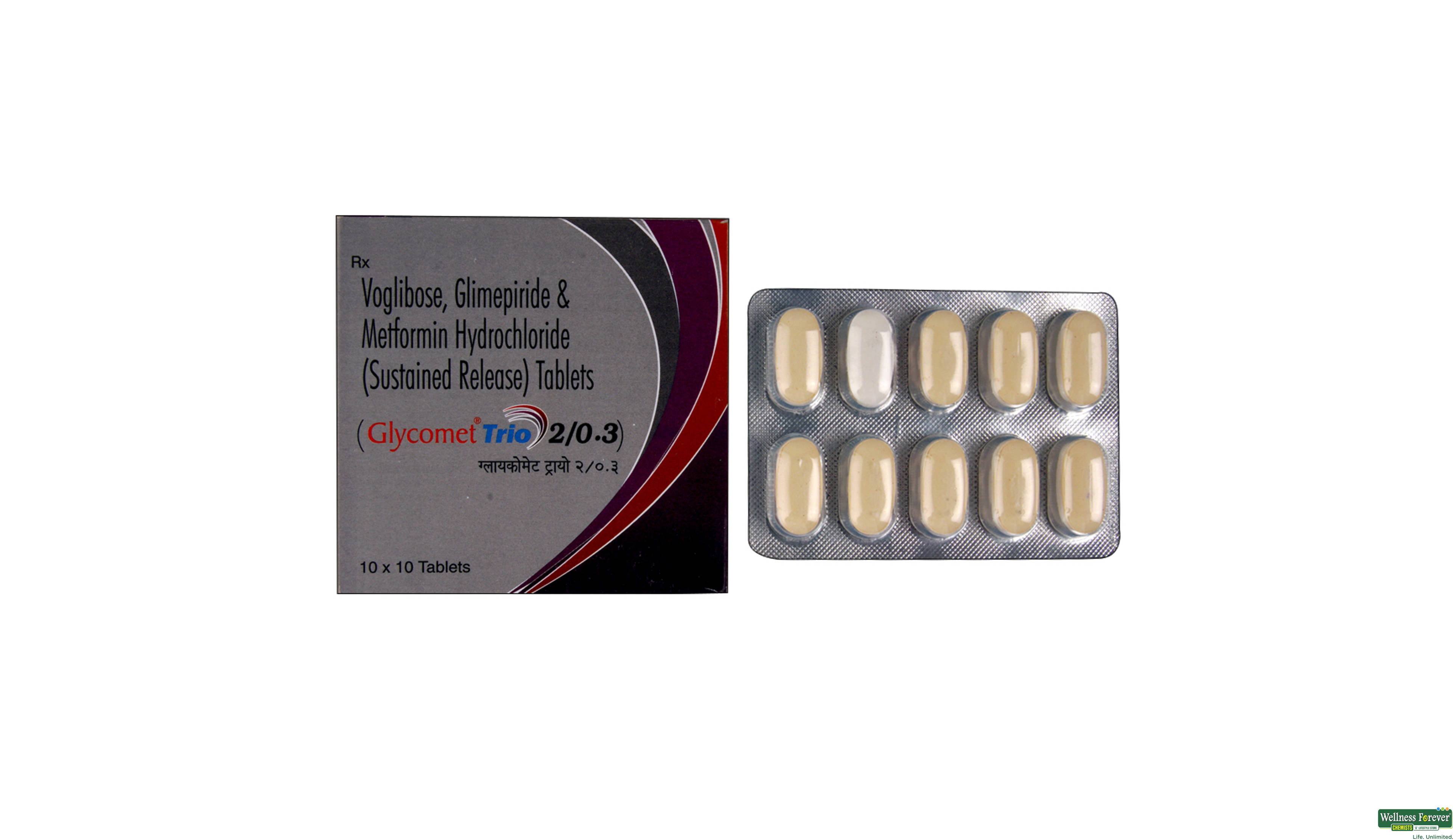 GLYCOMET-TRIO 2/0.3MG 10TAB- 1, 10TAB, 