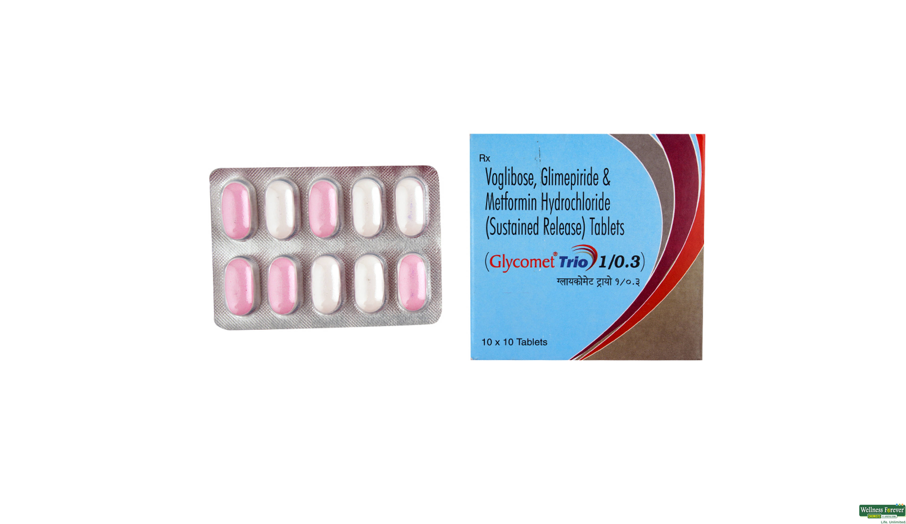 GLYCOMET-TRIO 1/0.3MG 10TAB- 1, 10TAB, 