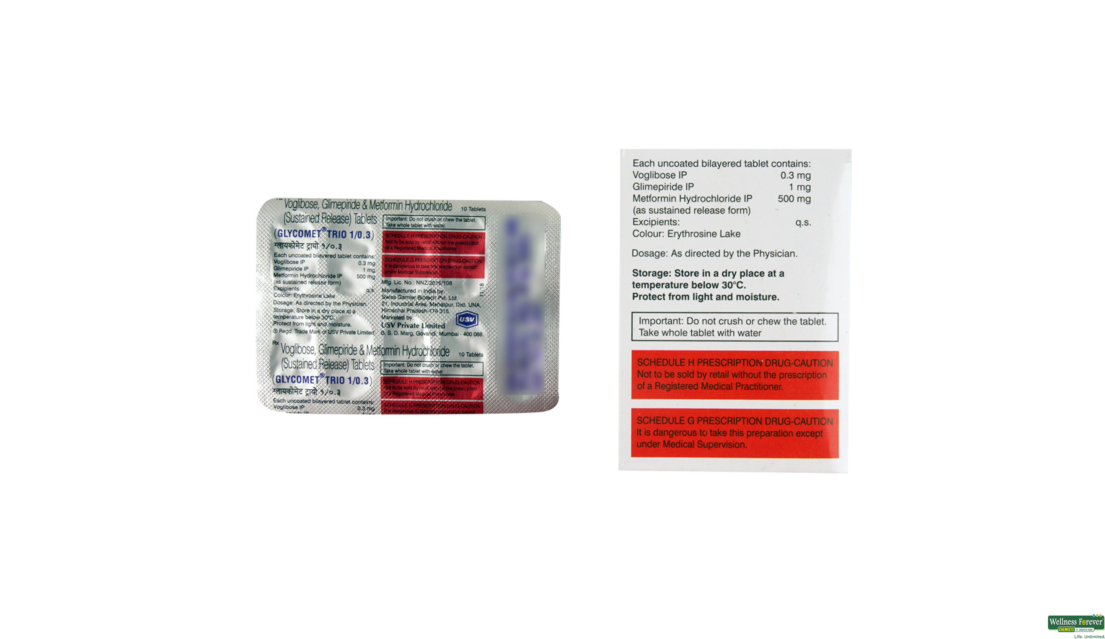 GLYCOMET-TRIO 1/0.3MG 10TAB- 2, 10TAB, 