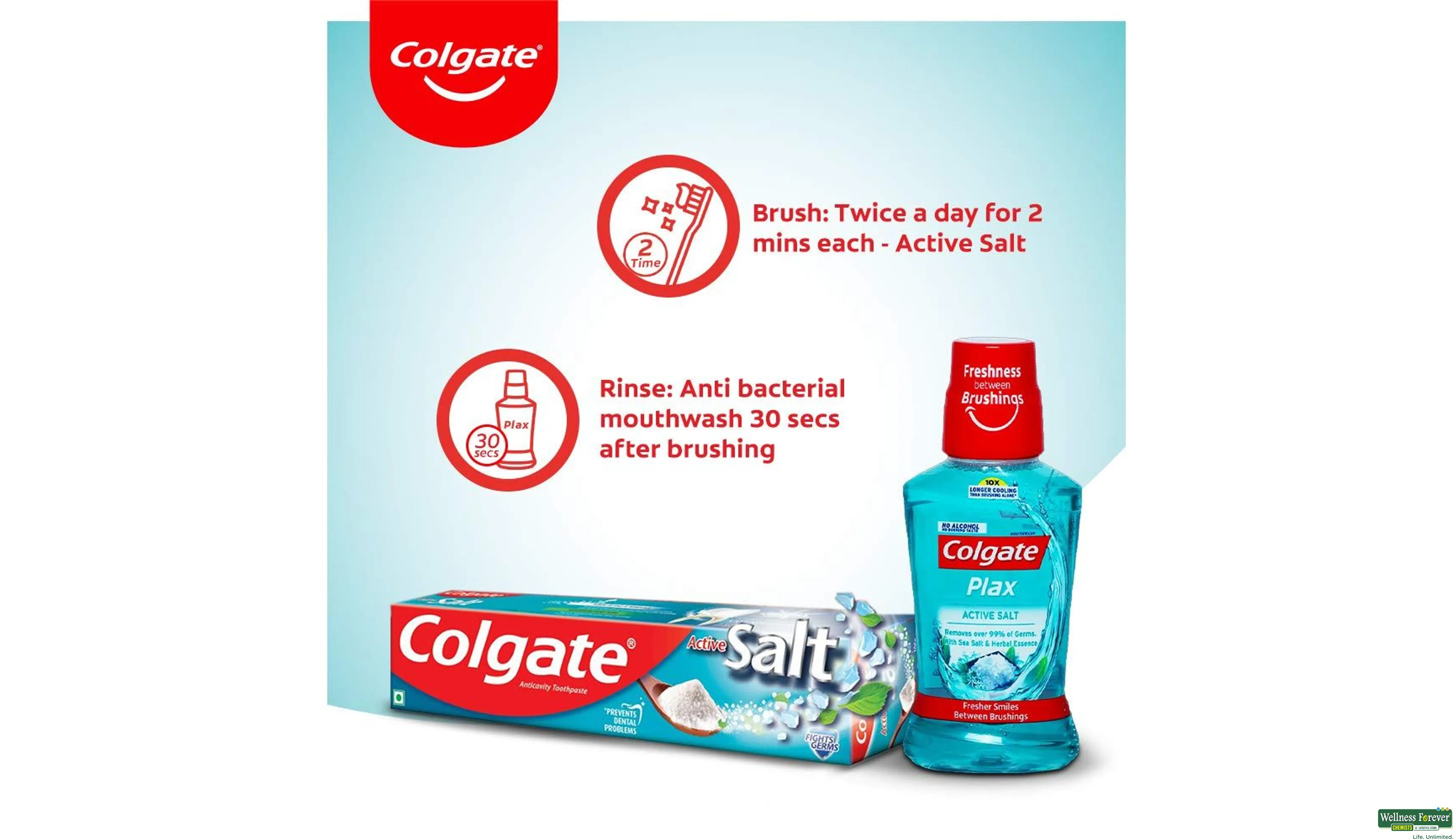 COLG T/PASTE ACTIVE SALT H/W 100GM- 6, 100GM, 