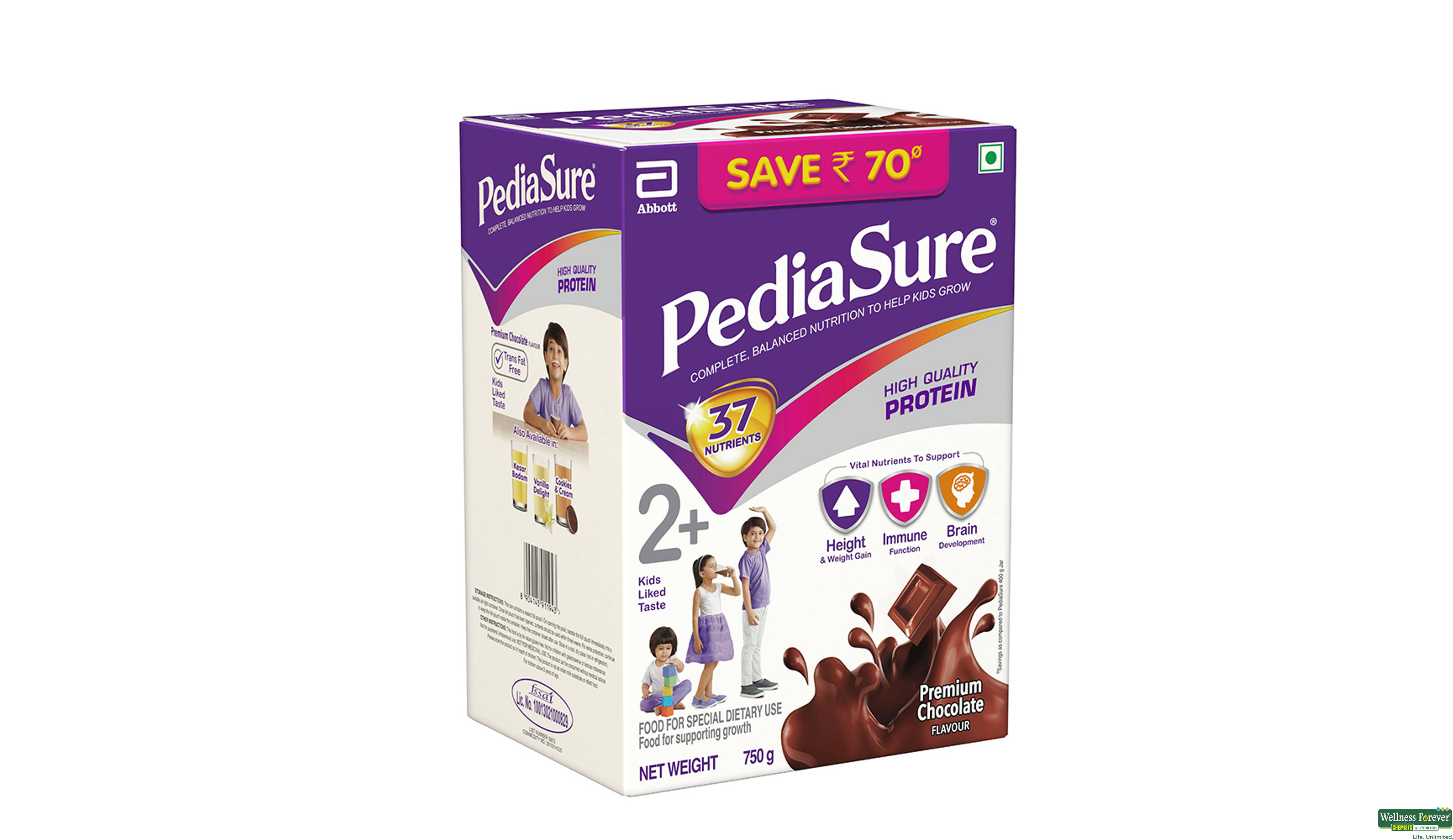 PEDIASURE PREM CHOCOLATE PWDR REF 750GM- 2, 750GM, 