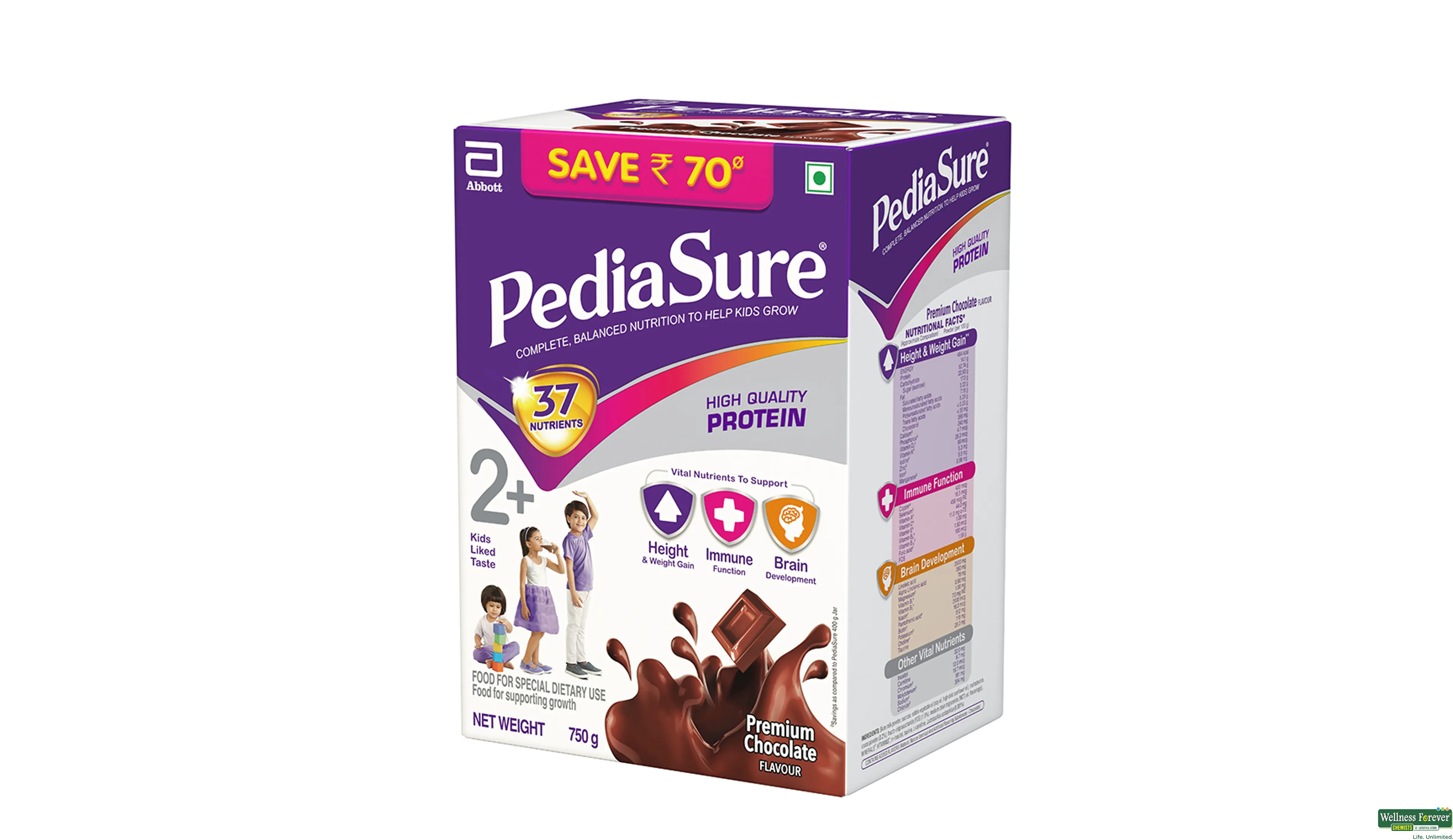 PEDIASURE PREM CHOCOLATE PWDR REF 750GM- 3, 750GM, 