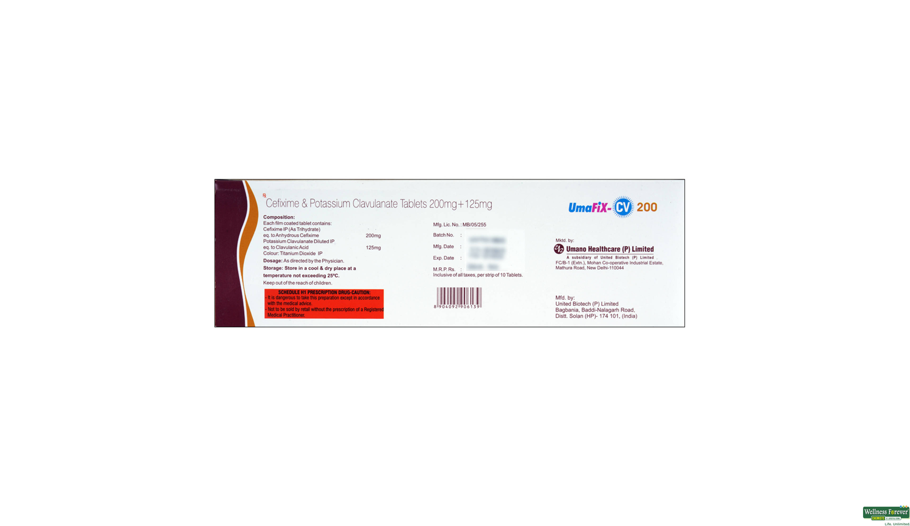 UMAFIX-CV 200MG 10TAB- 3, 10TAB, 