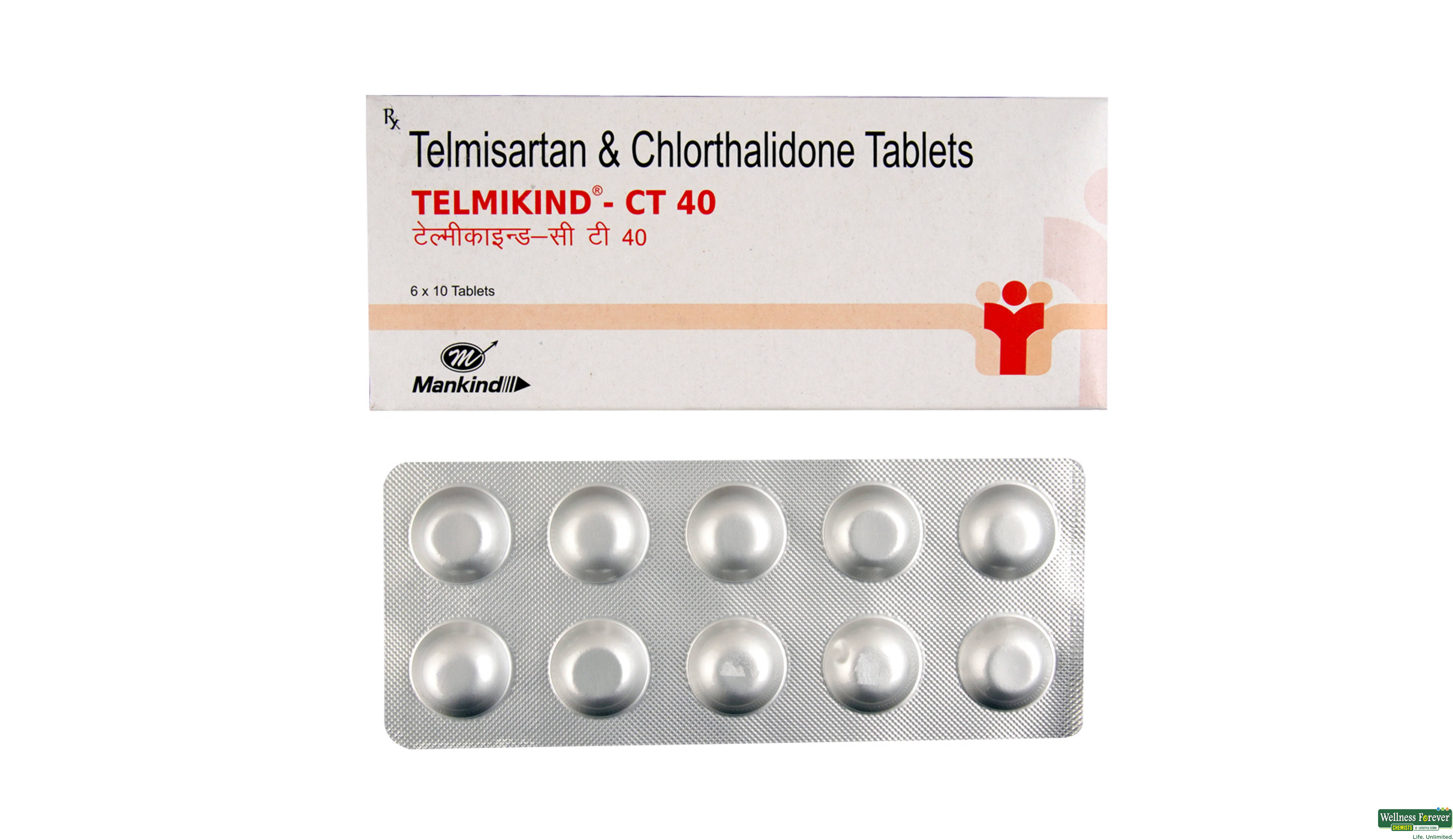 TELMIKIND-CT 40MG 10TAB- 1, 10TAB, 