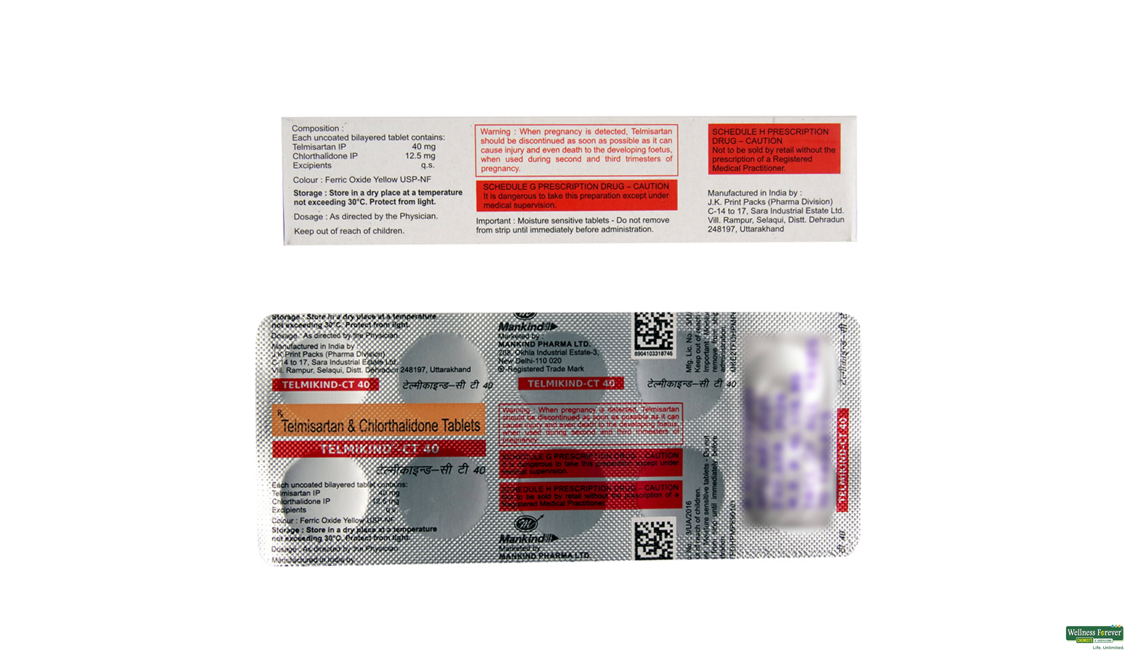 TELMIKIND-CT 40MG 10TAB- 2, 10TAB, 