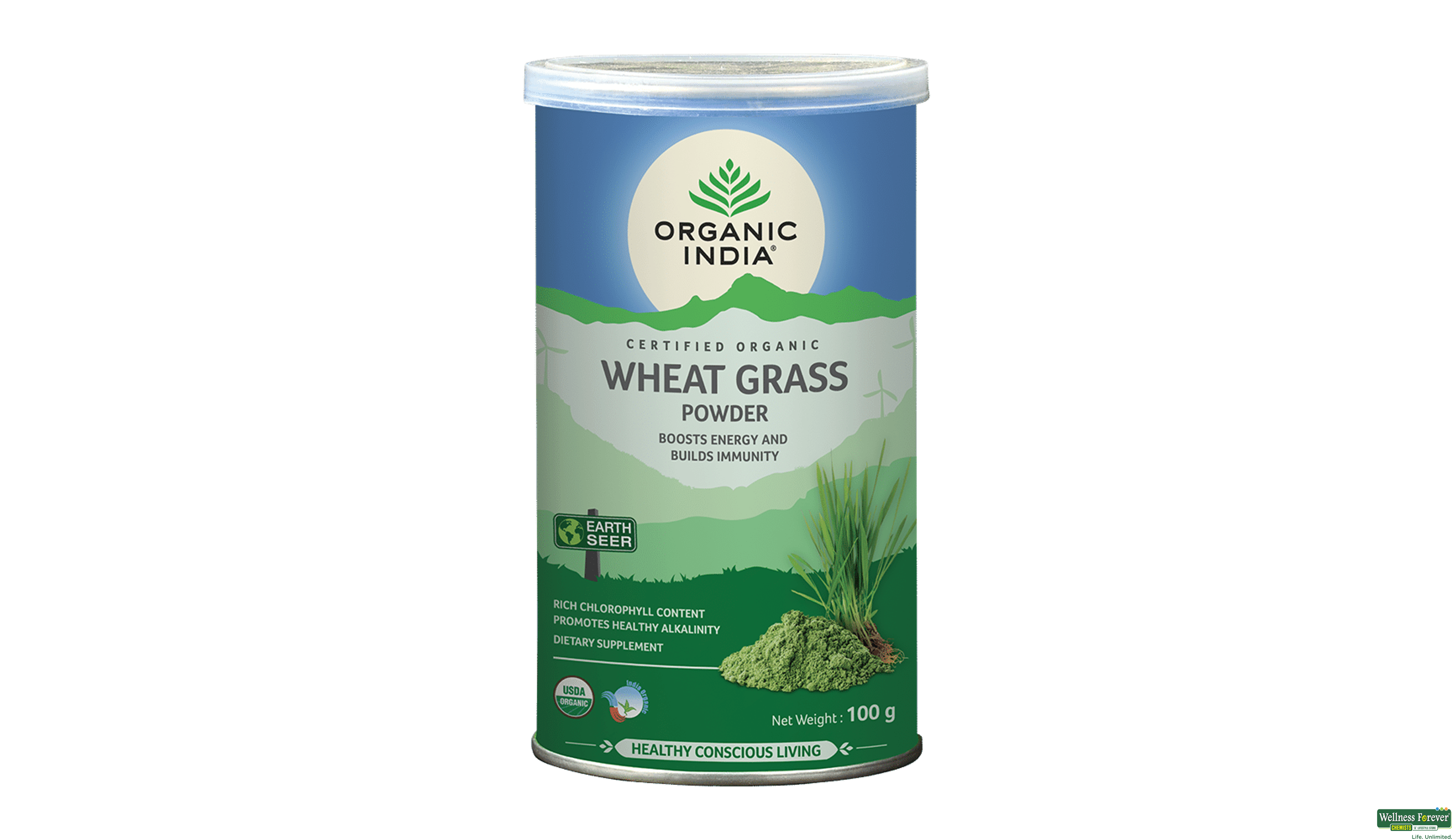 ORGANIC TEA WHEAT GRASS 100GM- 1, 100GM, null