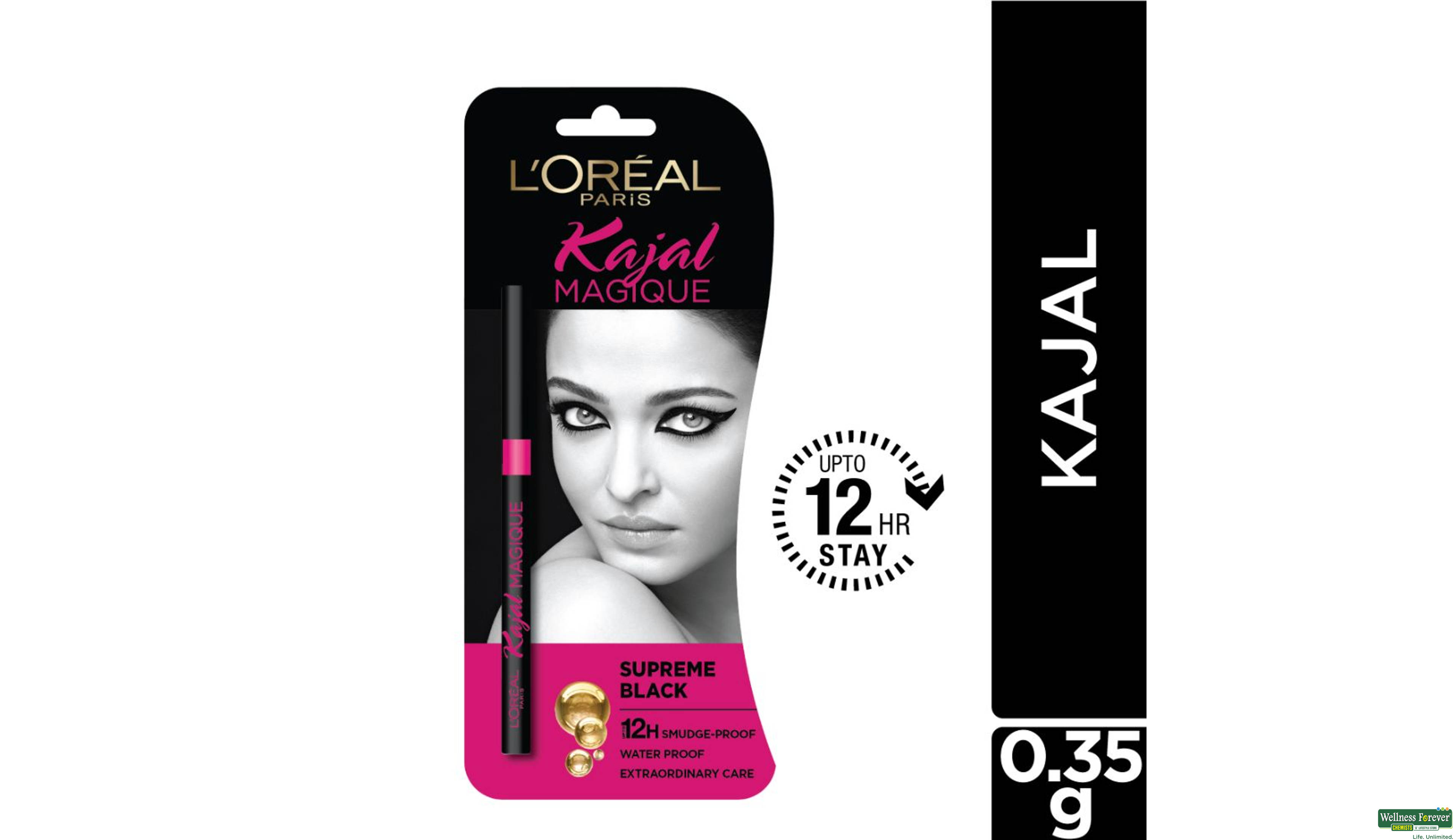 LOREAL KAJAL W/P MAGIQUE BLACK 0.35GM- 1, 0.35GM, 