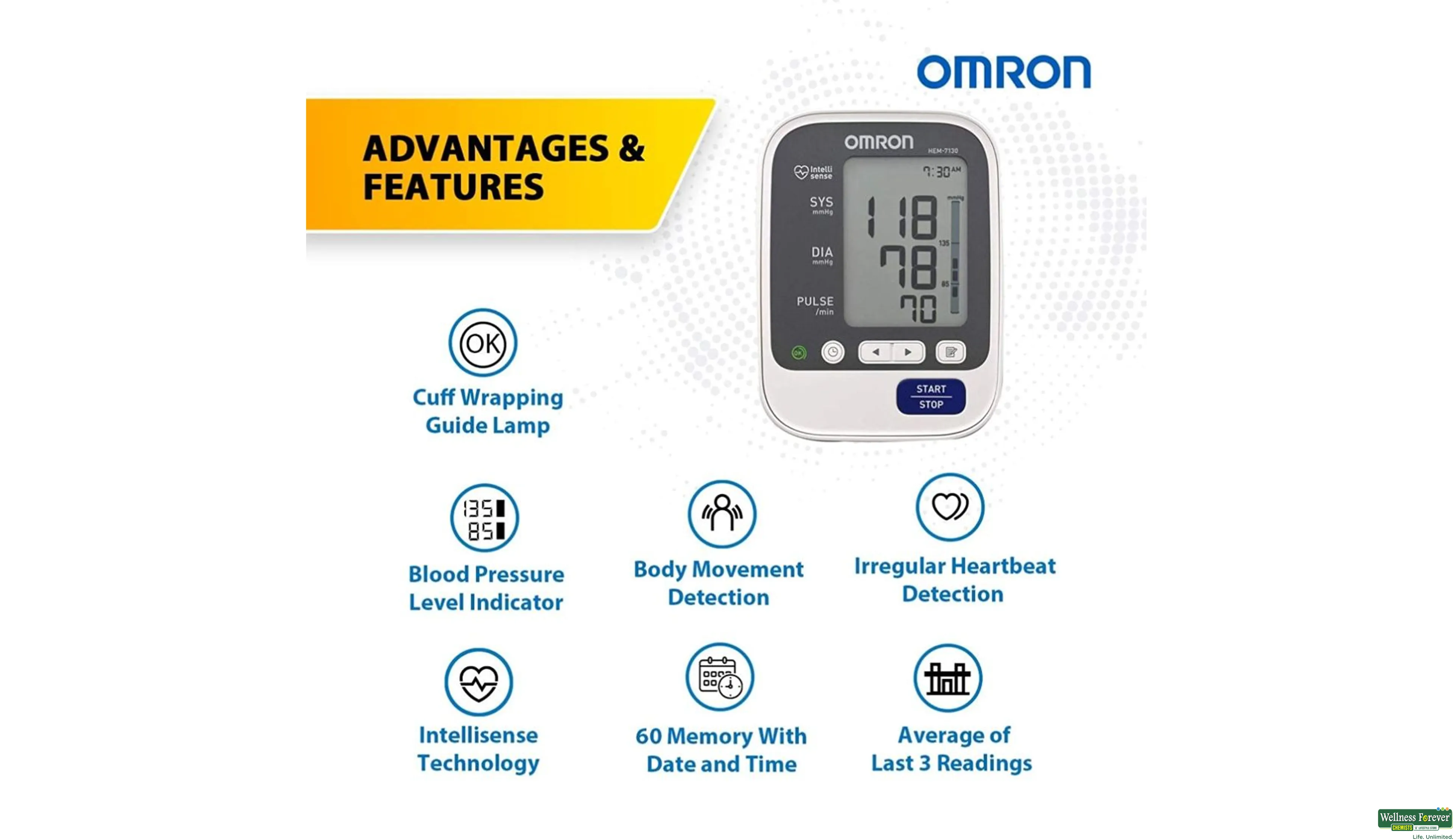 Buy Omron HEM, 7130 Blood Pressure Monitor, 1 pc Online at Best Prices