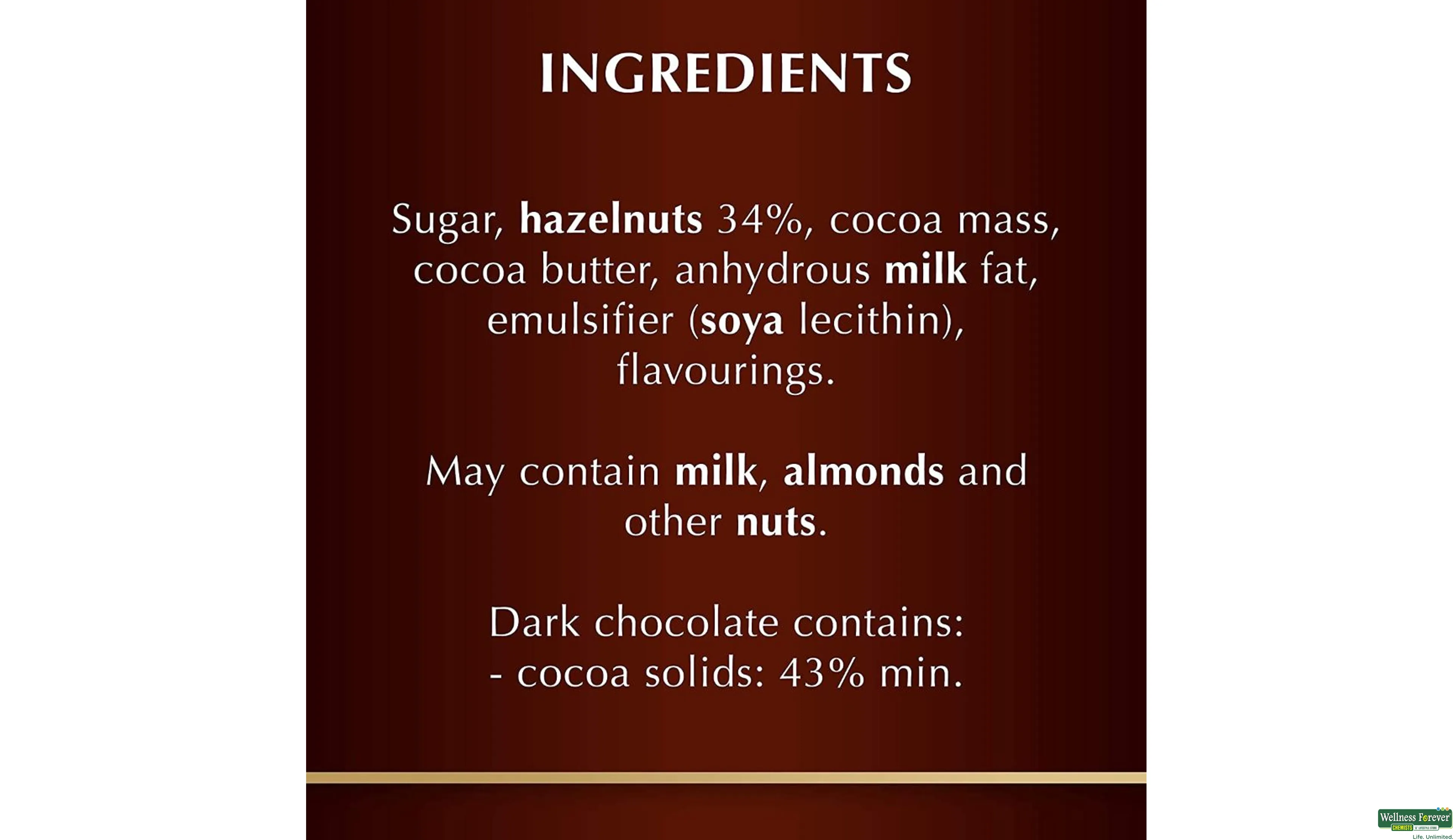 LINDT CHOC DARK HAZELNUT 150GM- 5, 150GM, 