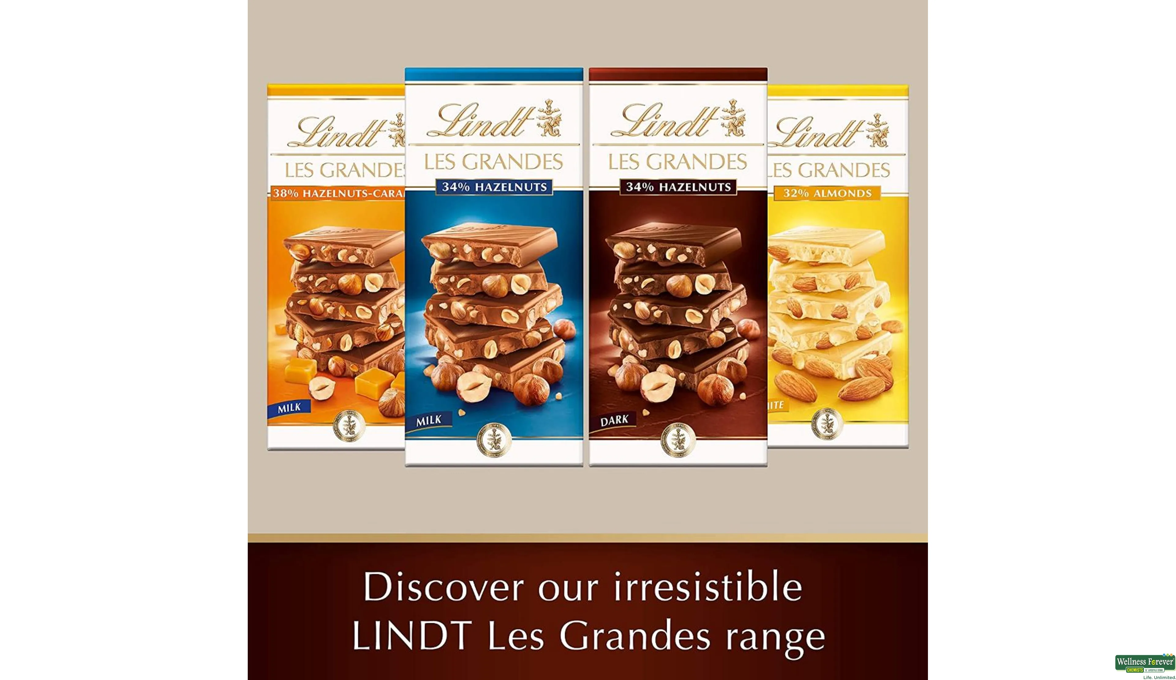 LINDT CHOC DARK HAZELNUT 150GM- 6, 150GM, 