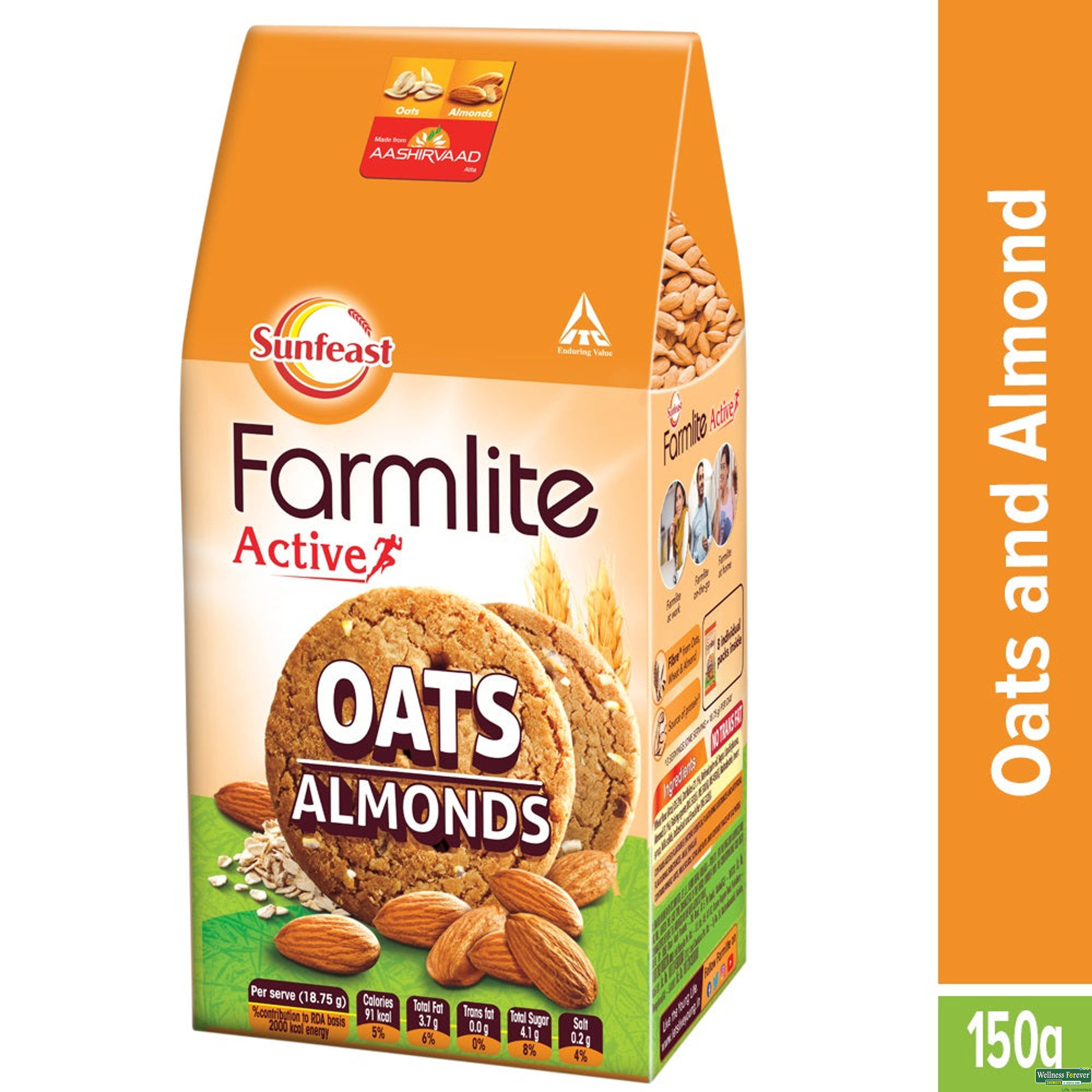 Sunfeast Farmlite Active Oats With Almonds Biscuits 150g-image