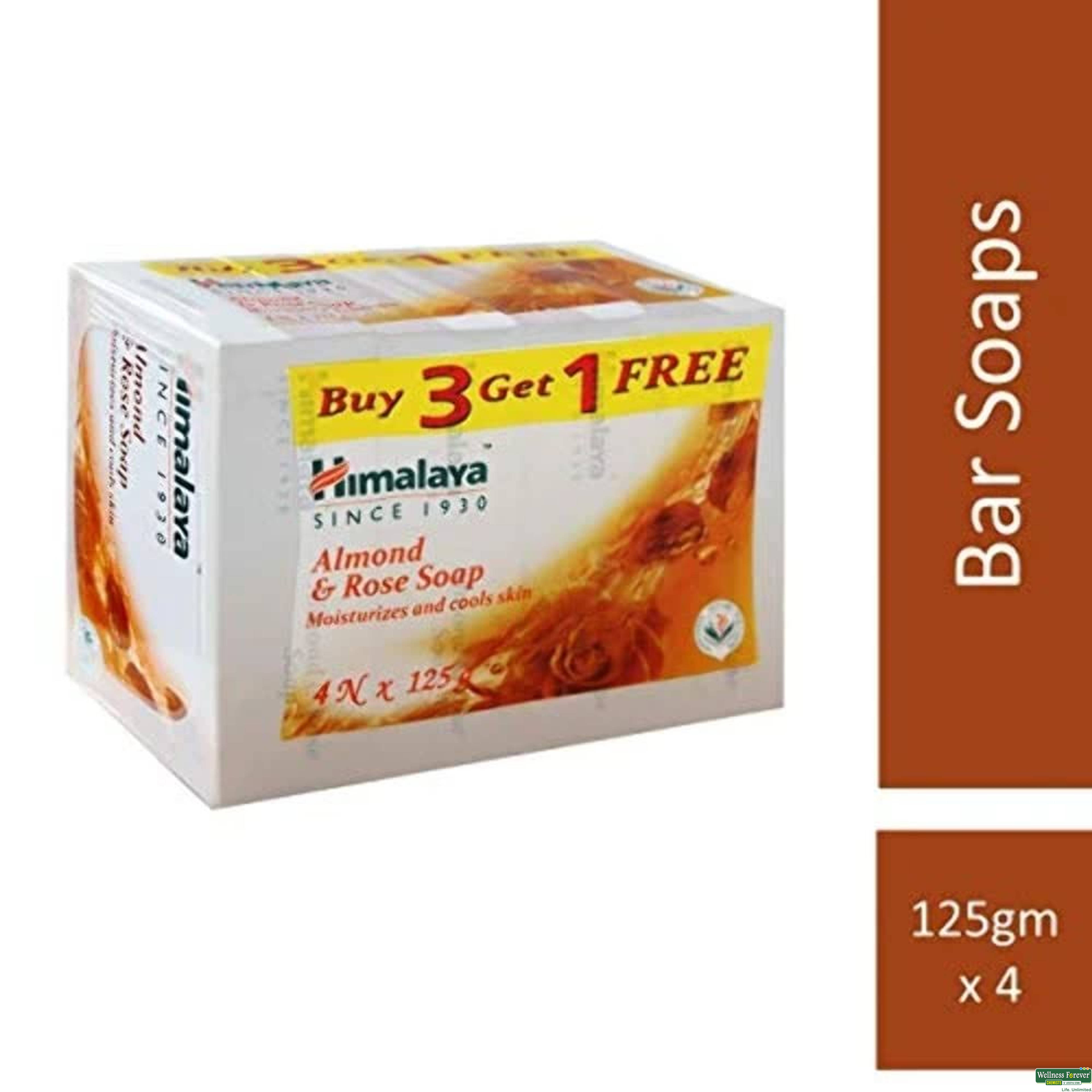 Himalaya Herbals Soap Almond and Rose 125g (Pack Of 3+1)-image