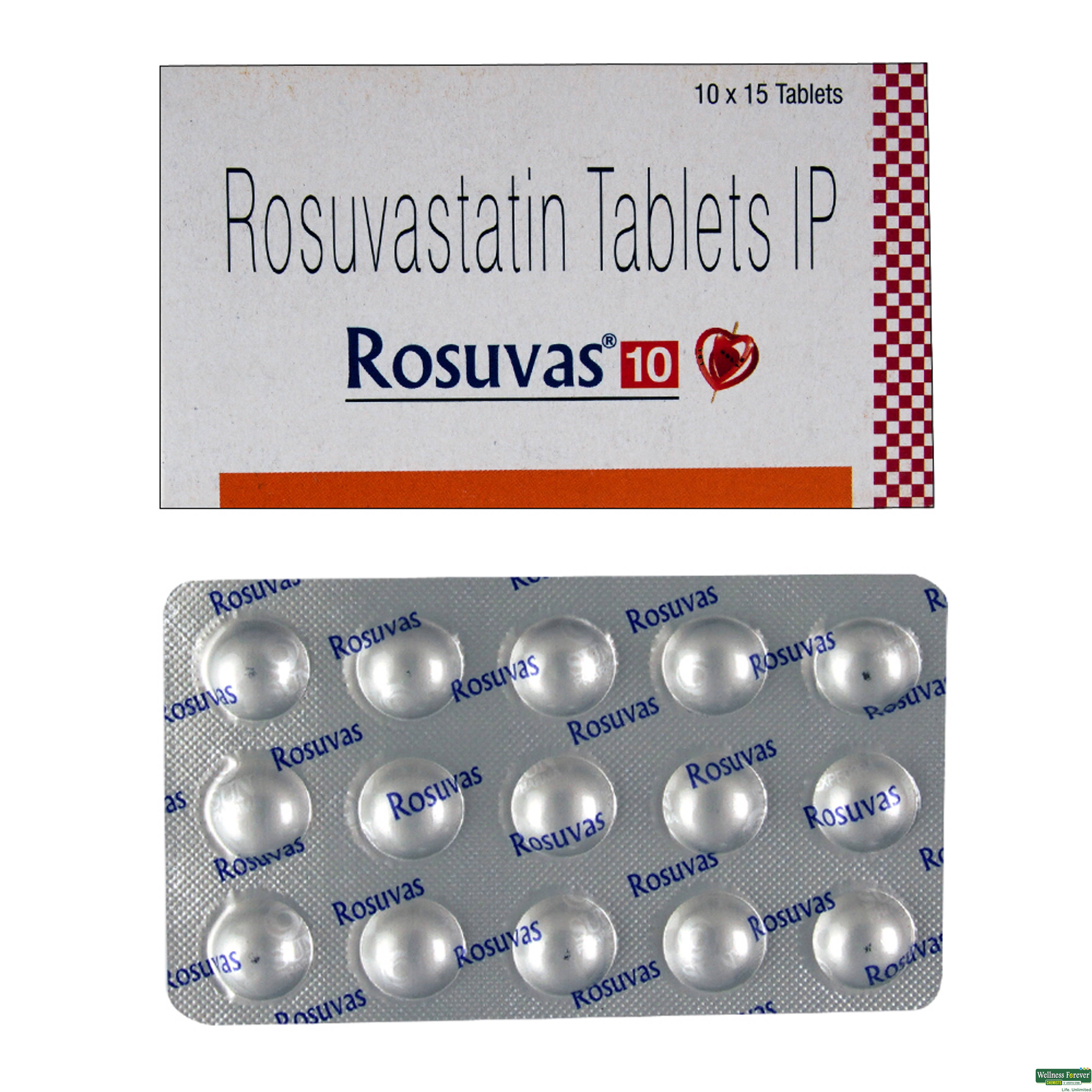 Rosuvas 10mg 15 Tablets-image