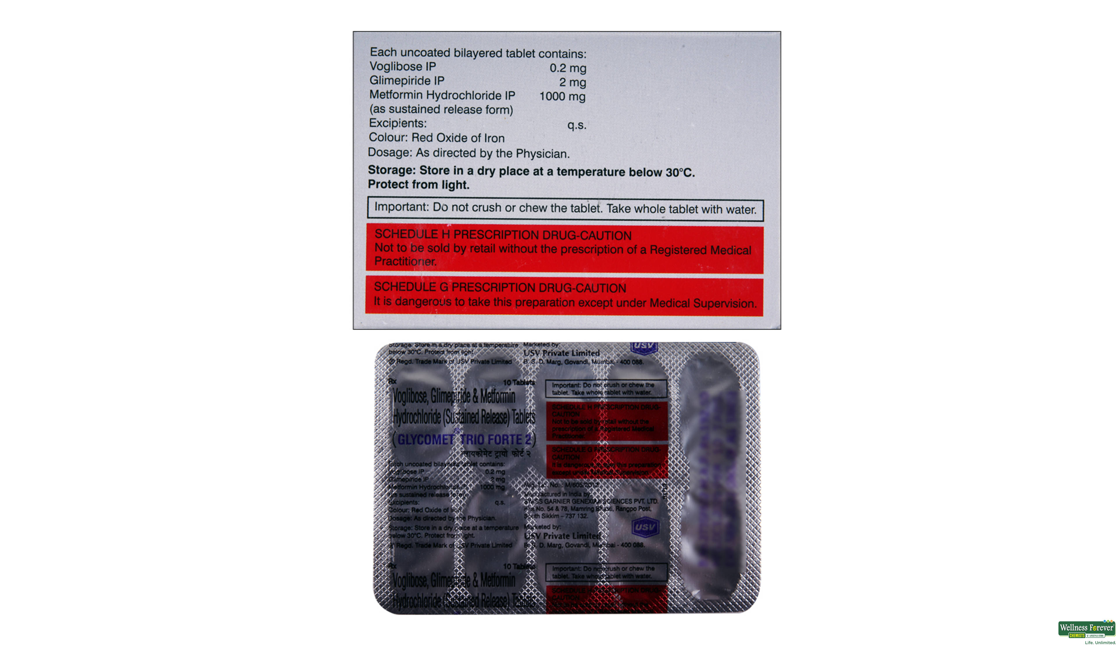 GLYCOMET-TRIO FORTE 2MG 10TAB- 2, 10TAB, 