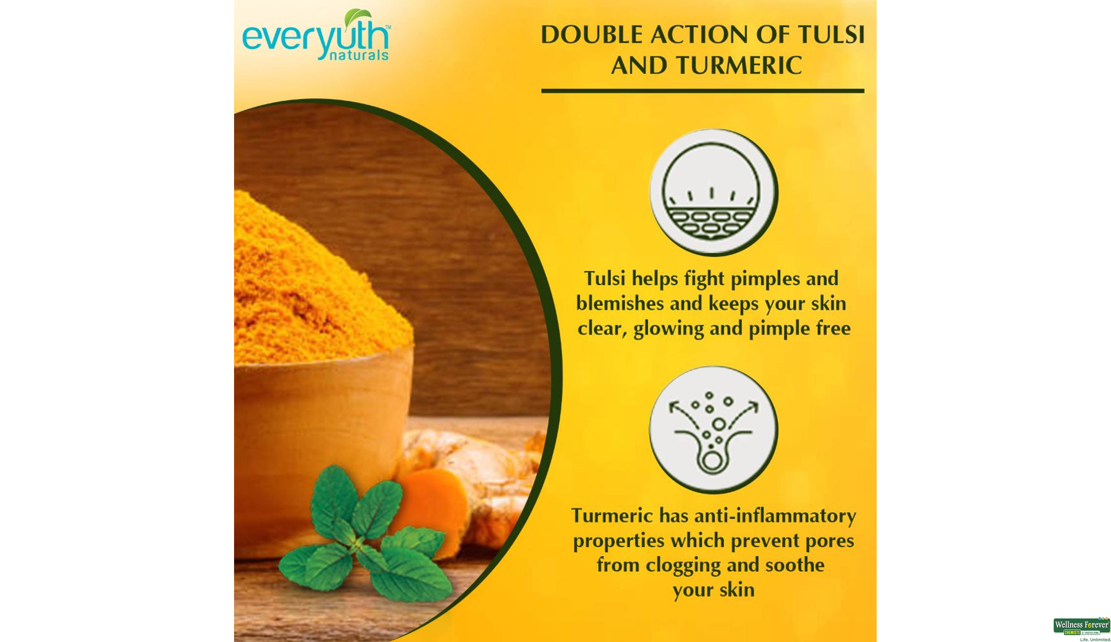 EVERYUTH F/WASH TULSI TURMERIC 50GM- 4, 50GM, 