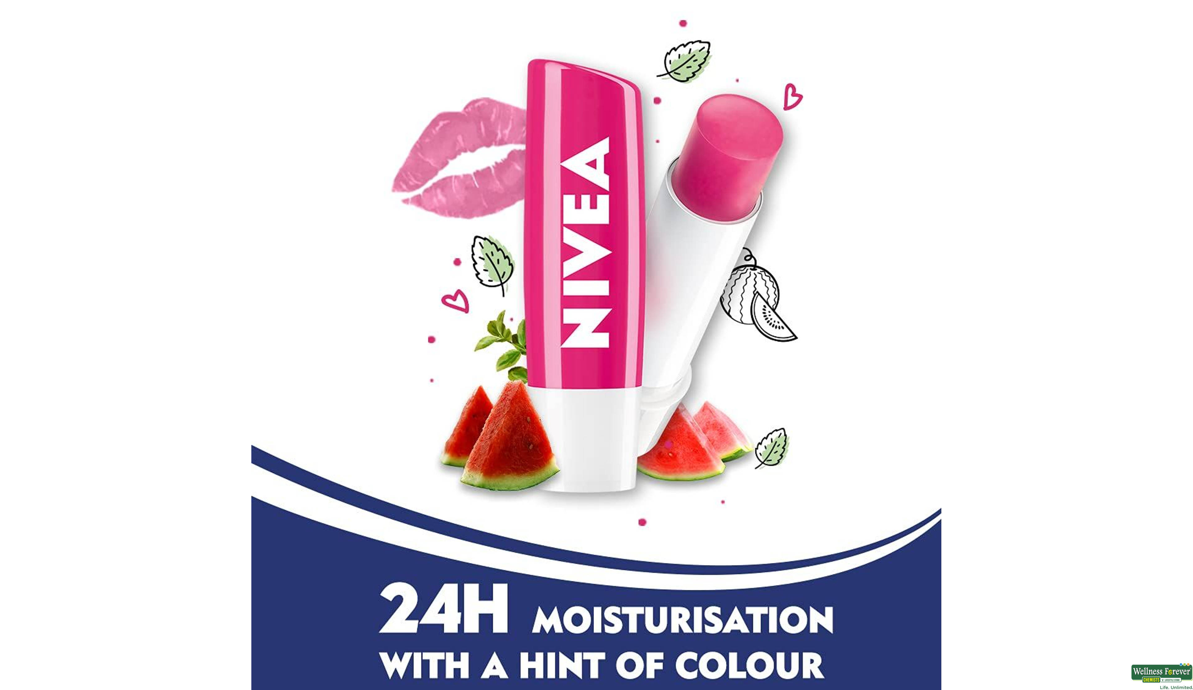 NIVEA LIP CARE WATERMELON 4.8GM- 3, 4.8GM, 