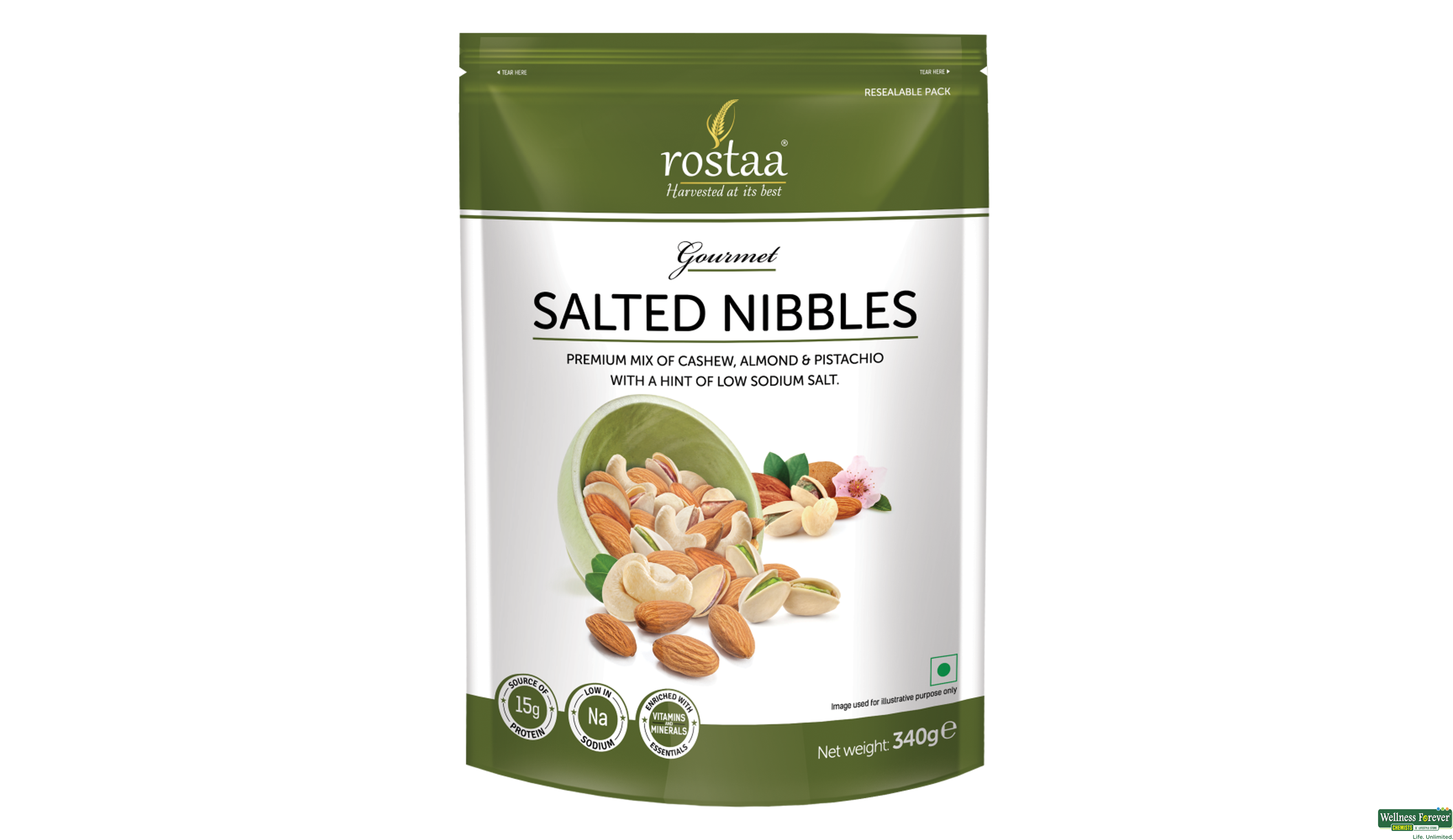 ROSTAA SALTED MIX 340GM- 1, 340GM, null