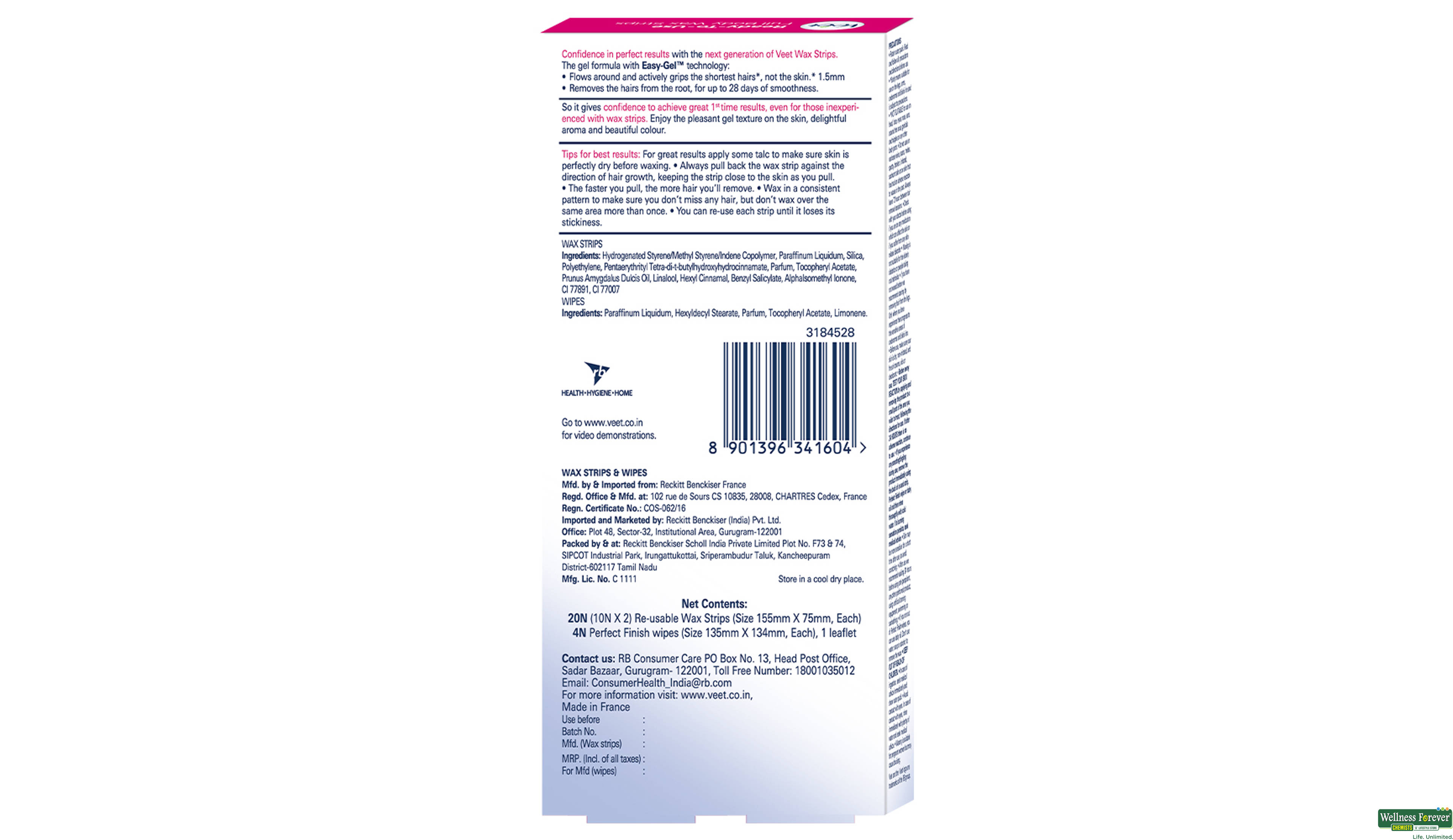 VEET WAX STRIP FULL BODY SENSITIVE 20PC- 3, 20PC, 