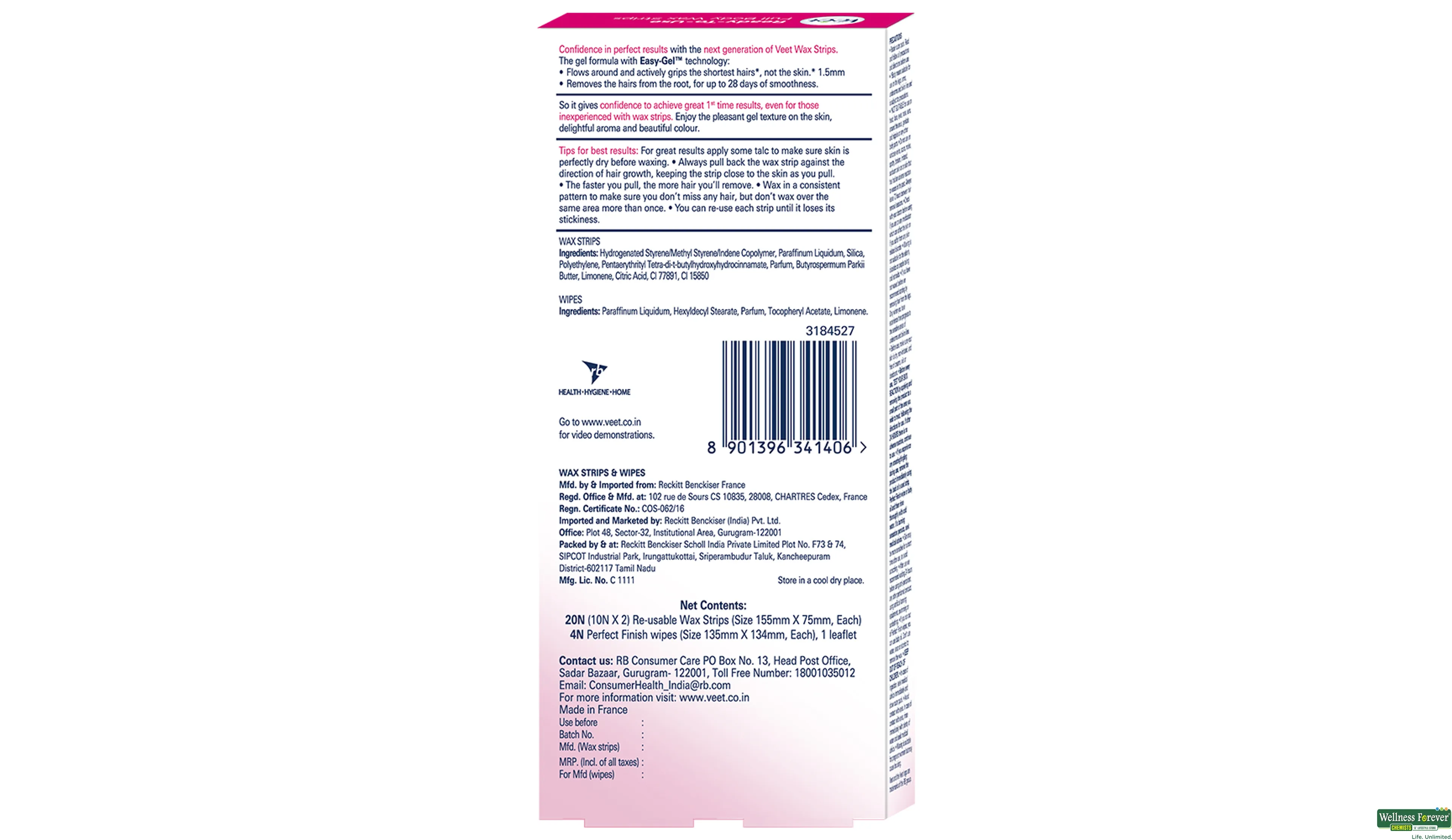 VEET WAX STRIP FULL BODY NORMAL 20PC- 3, 20PC, 