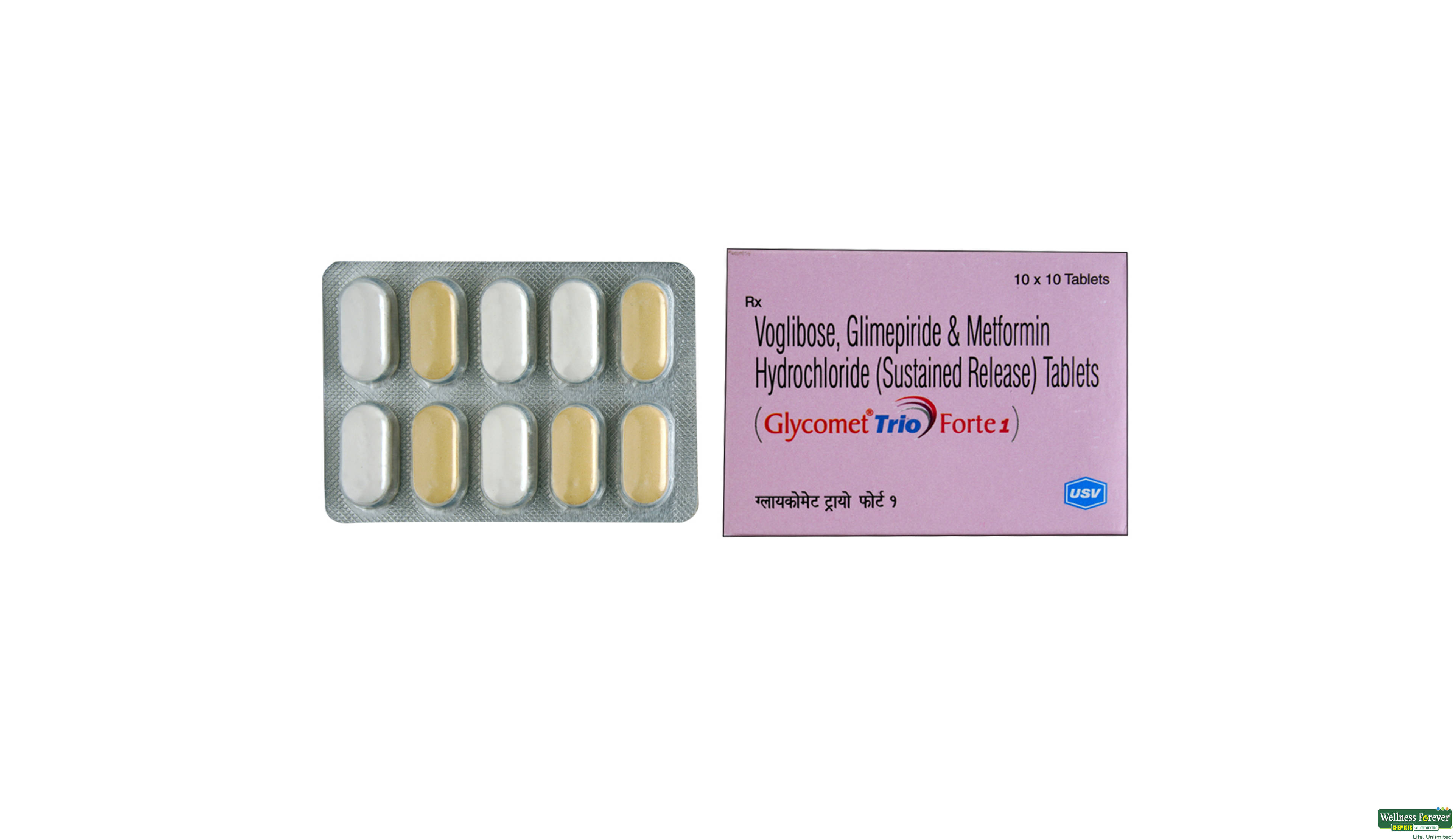 GLYCOMET-TRIO FORTE 1MG 10TAB- 1, 10TAB, 