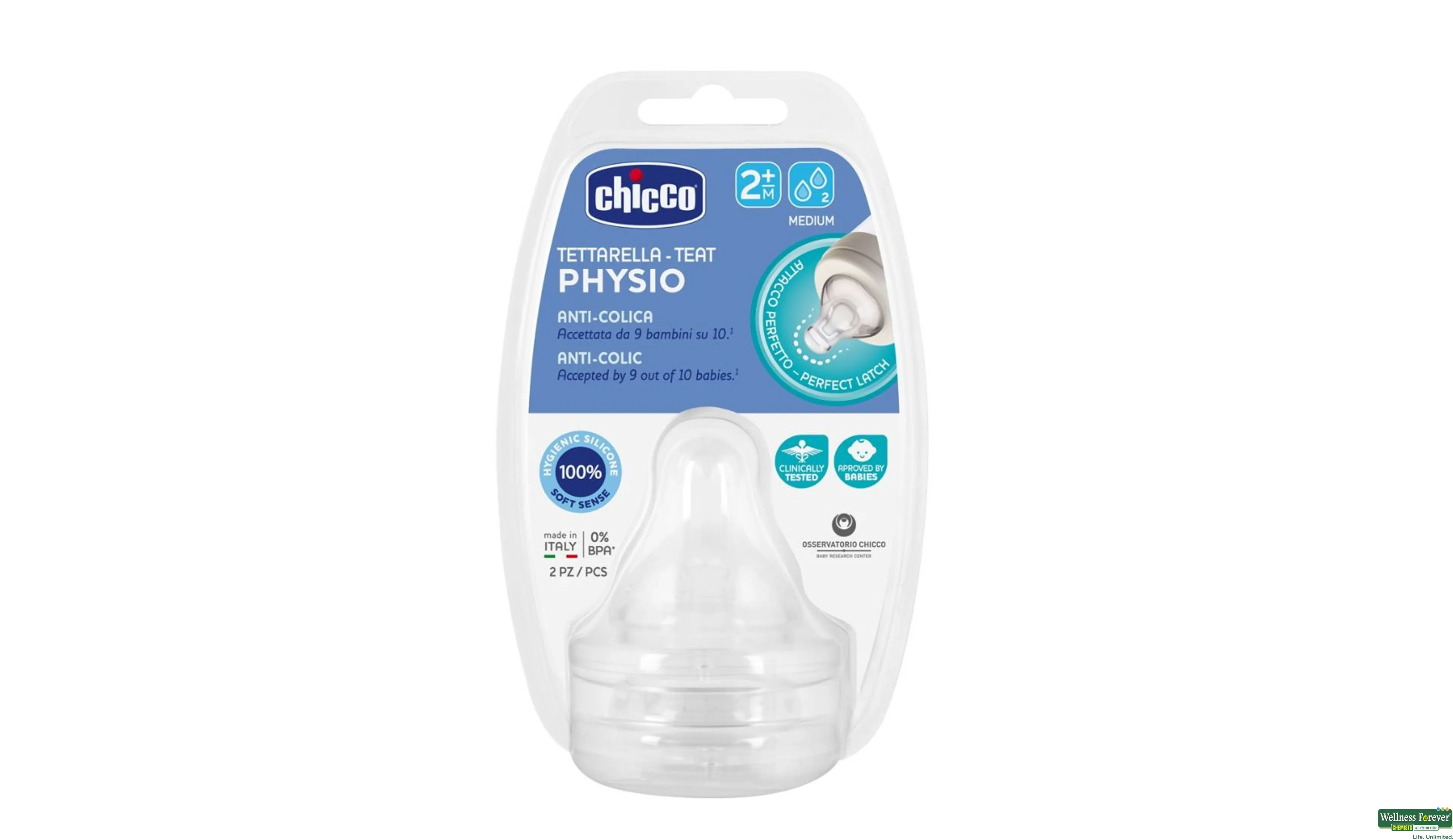 CHICCO NIPPLE 2M+2PC-318782- 1, 2PC, 