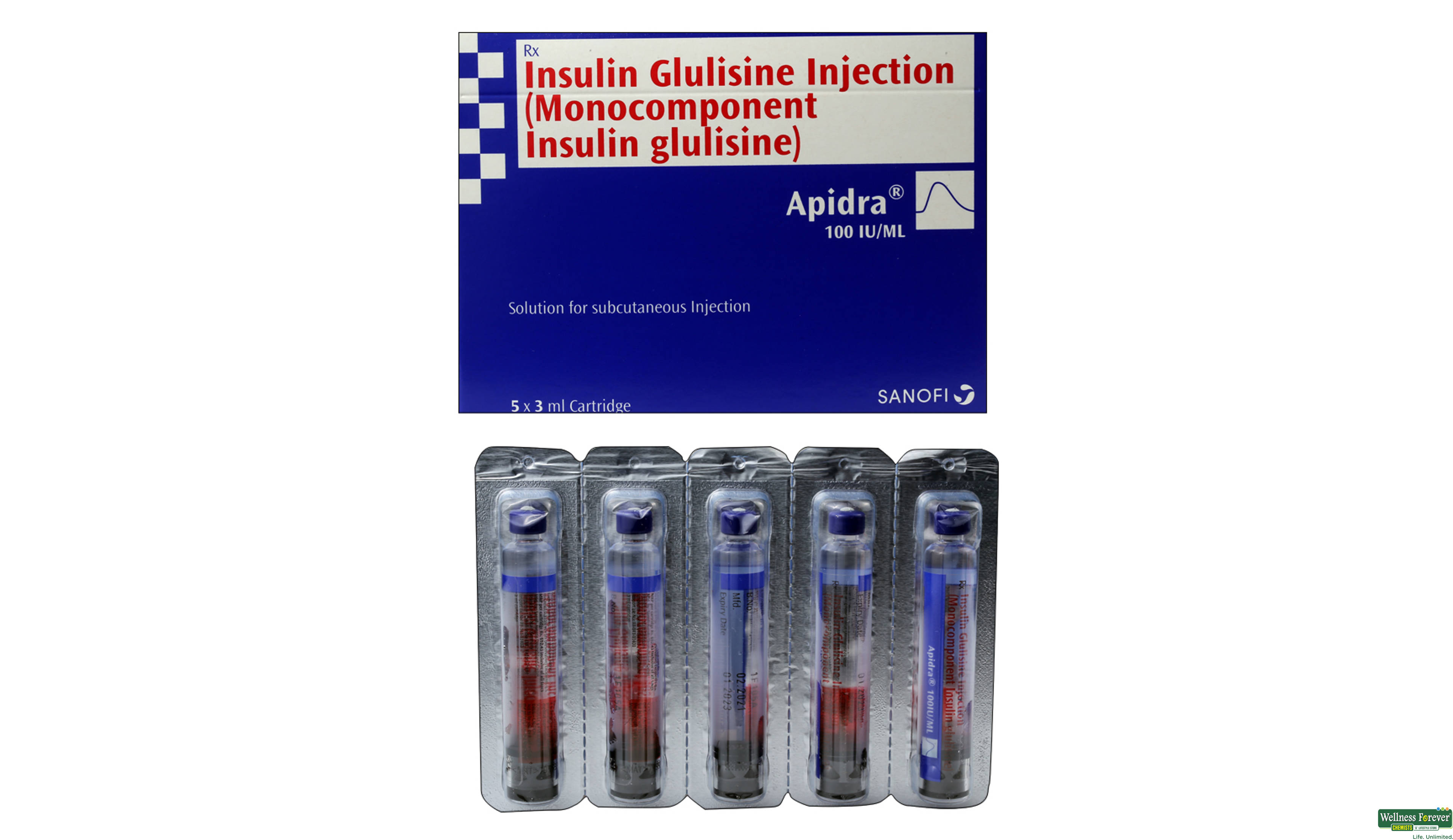 APIDRA 100IU CART 5X3ML- 1, 5X3ML, 