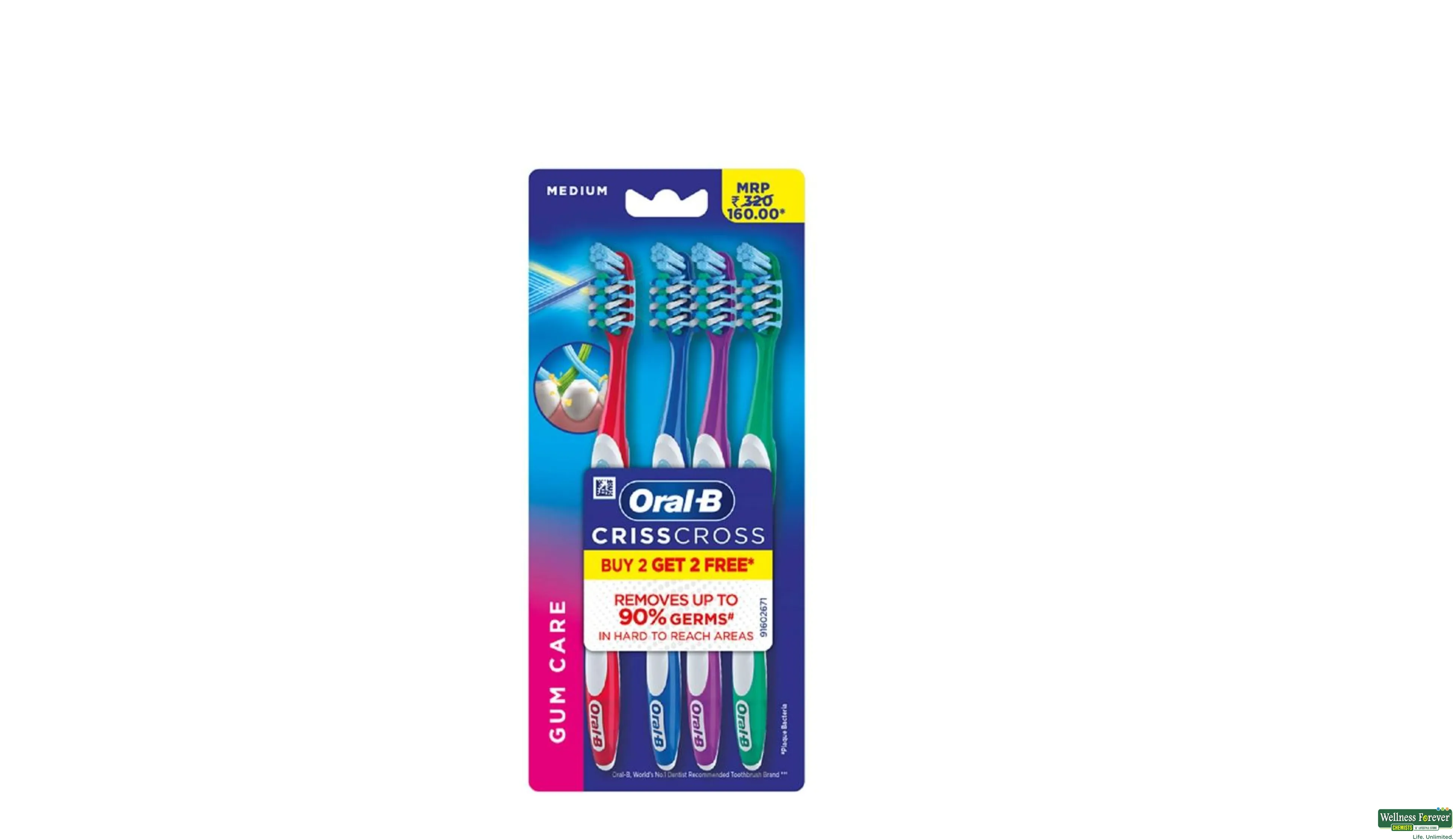 ORAL B T/BRUSH PRO HEA GUMCARE MED40 4- 1, 4PC, 