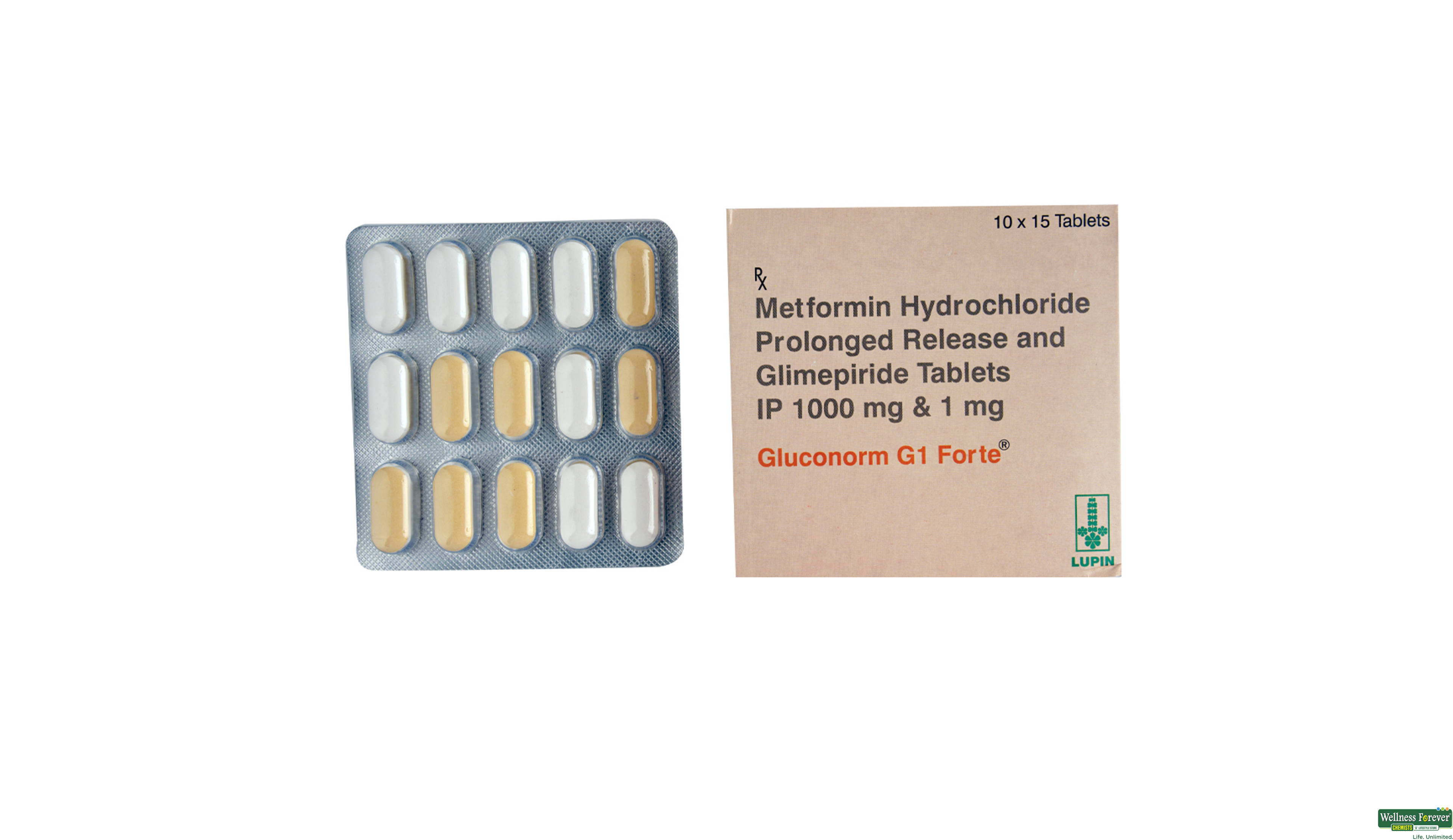 GLUCONORM-G1 FORTE 15TAB- 1, 15TAB, 
