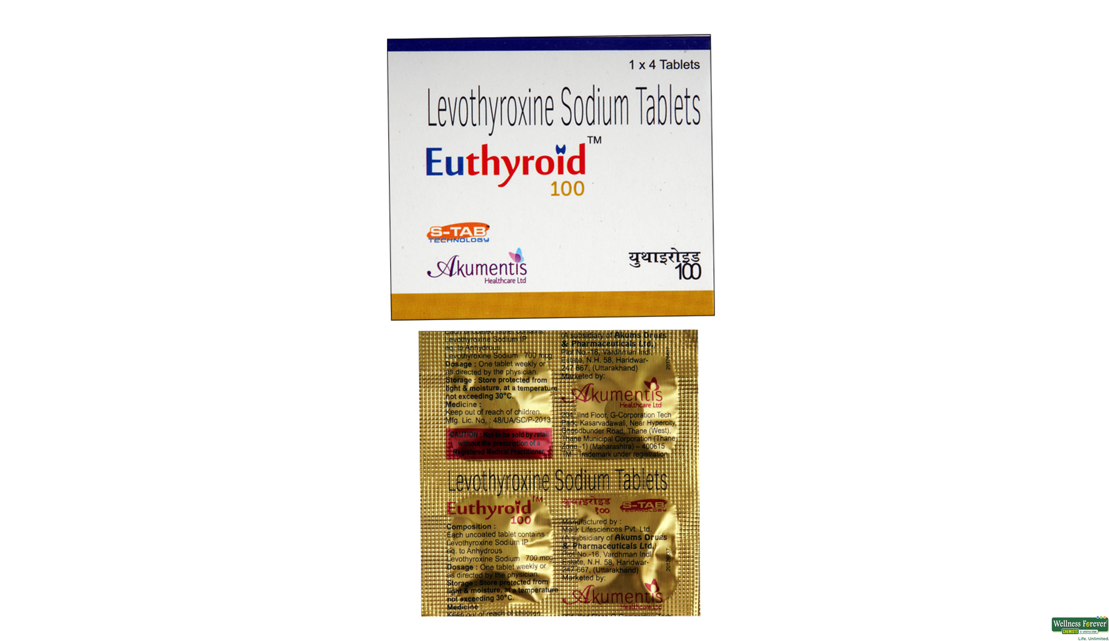 EUTHYROID 100MG 4TAB- 1, 4TAB, 