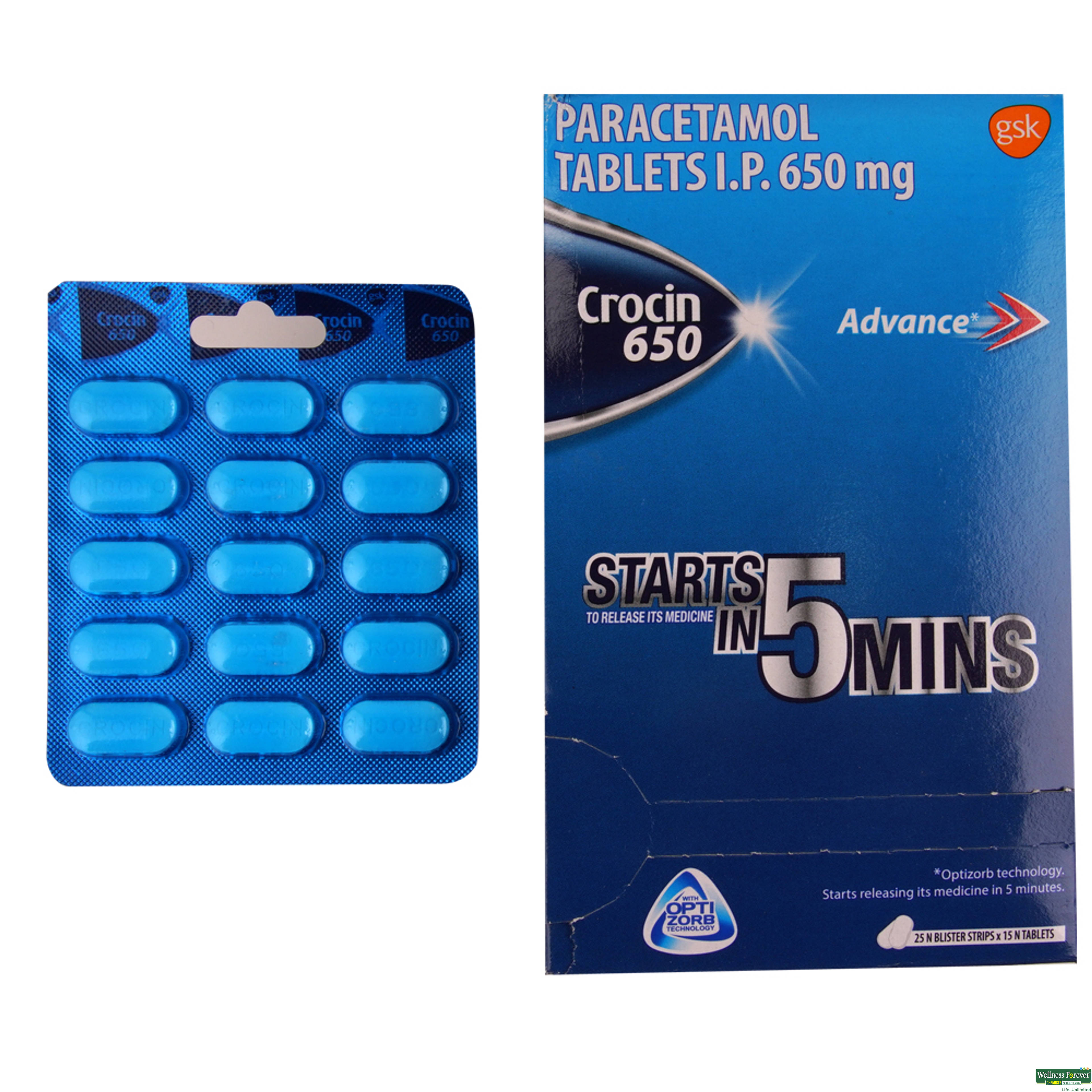 Crocin 650mg 15 Tablets-image
