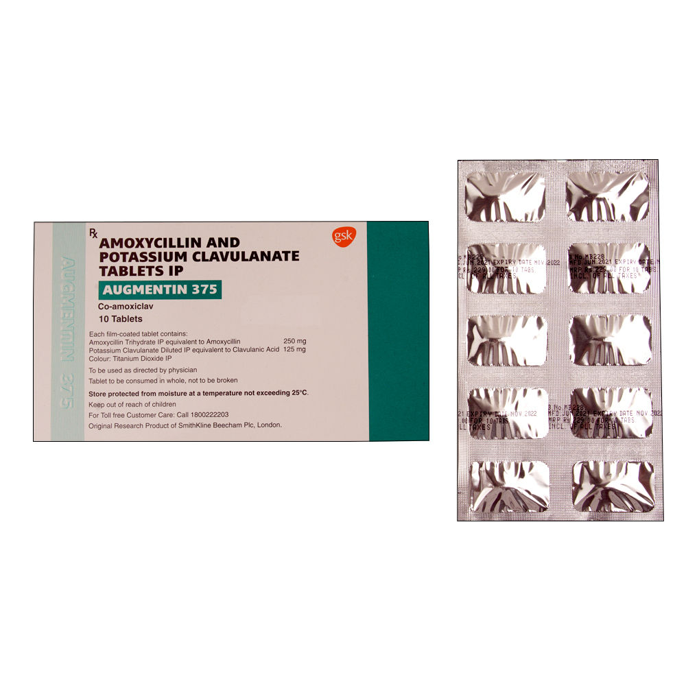 Buy Augmentin 375mg 10 Tablets Online at Best Prices | Wellness Forever