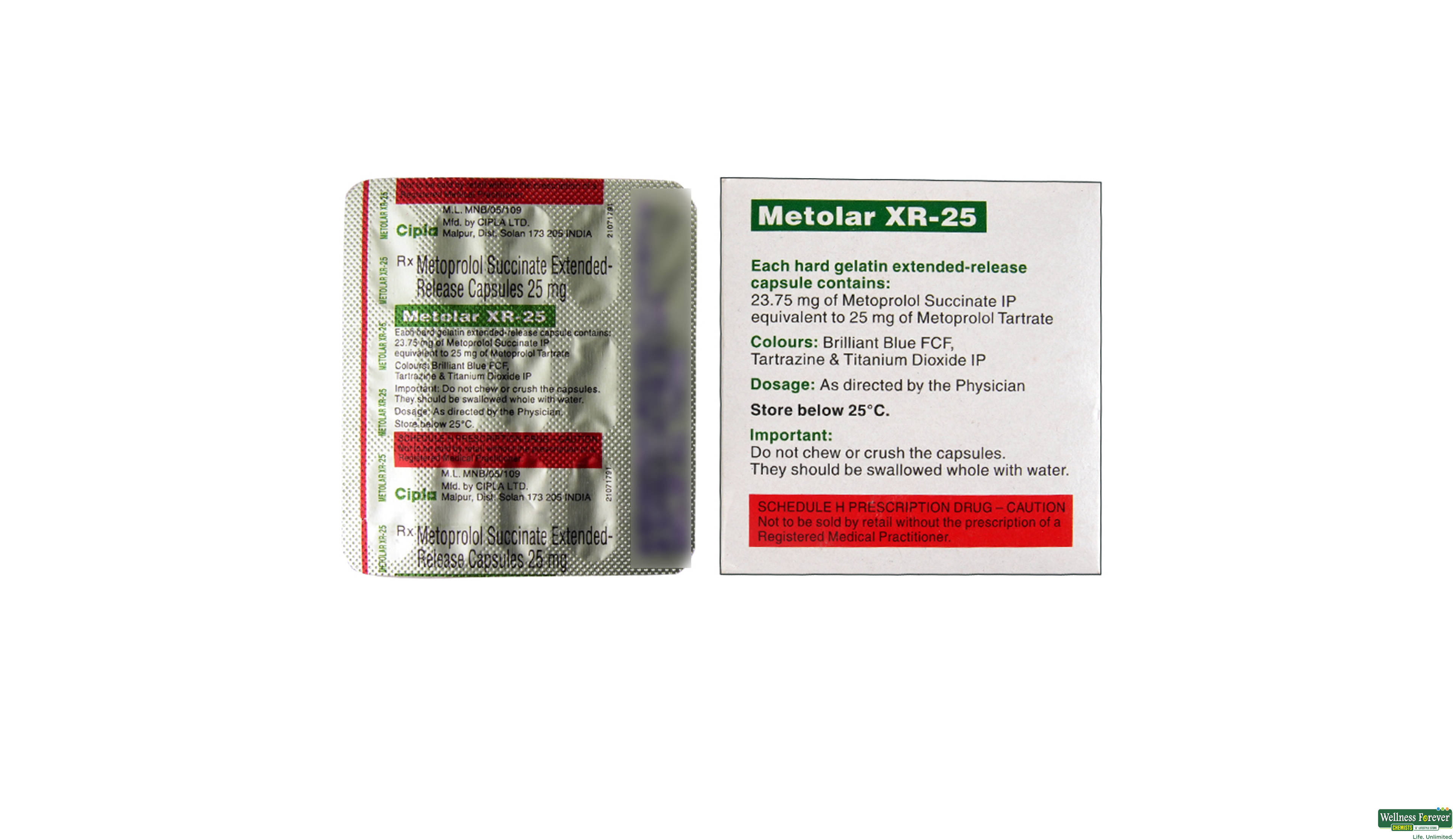 METOLAR-XR 25MG 15CAP- 2, 15CAP, 