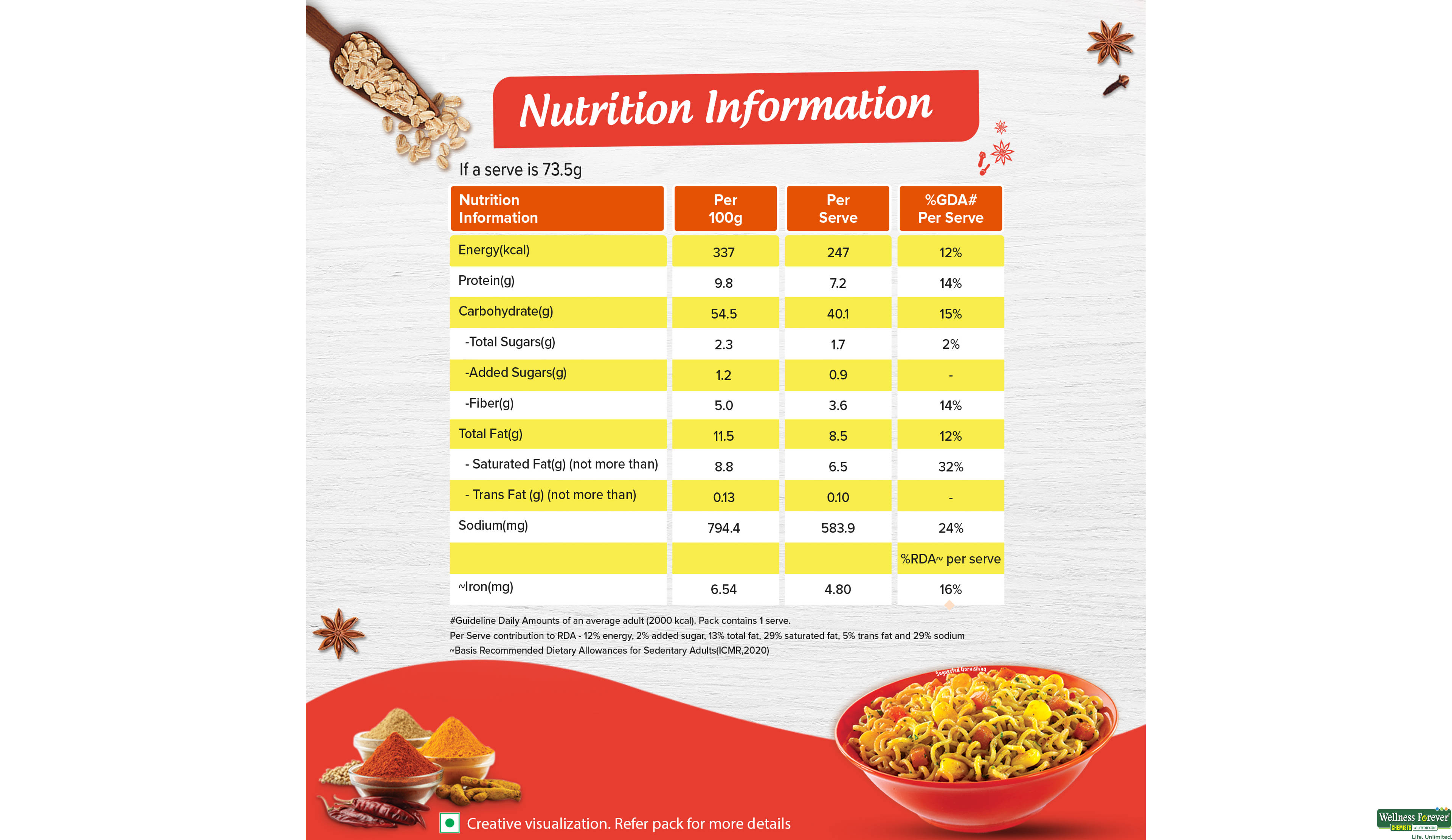 MAGGI NOODLE MASALA OATS 73GM- 5, 73GM, null