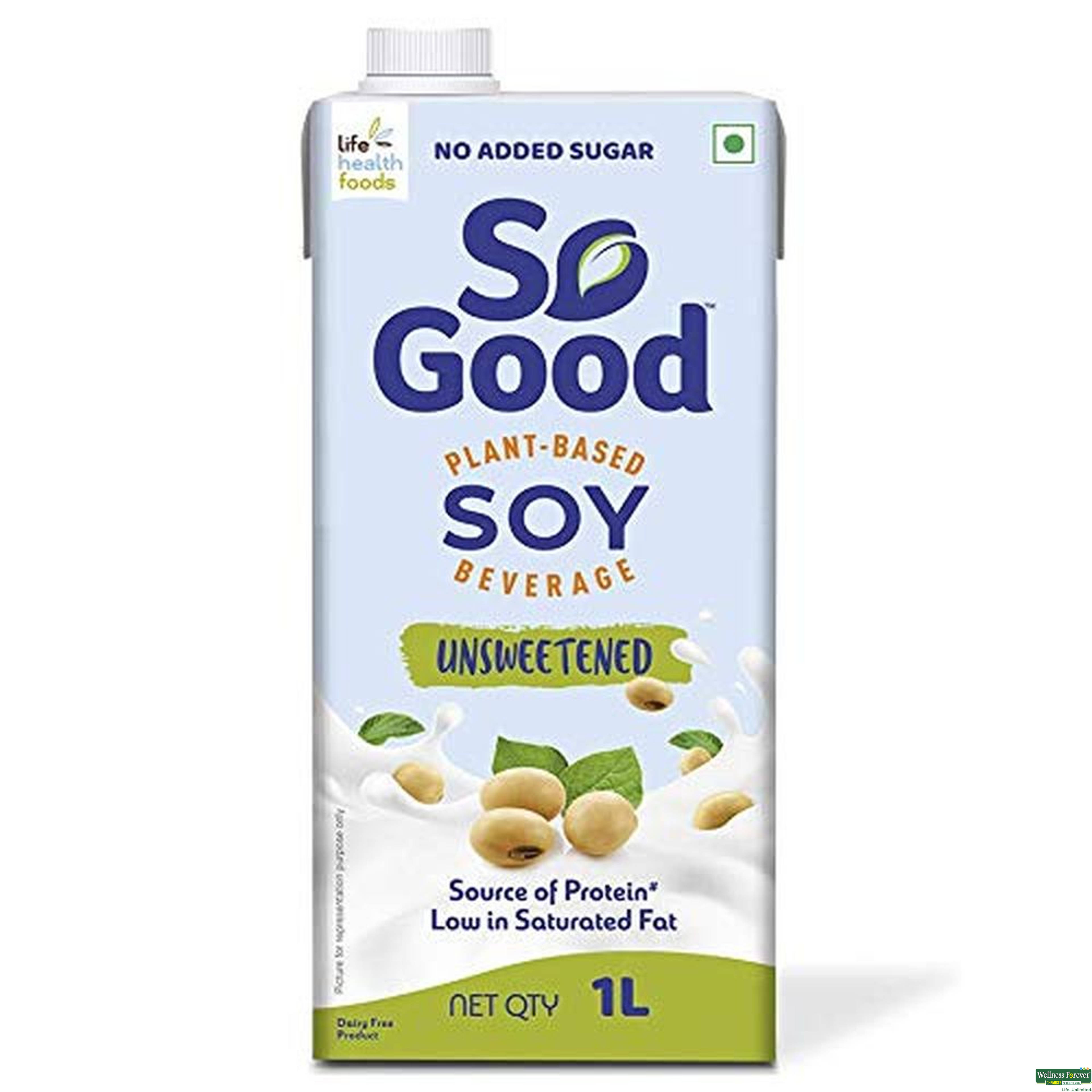 So Good Soy Natural Unsweetened Plant Based Beverage, 1 ltr-image