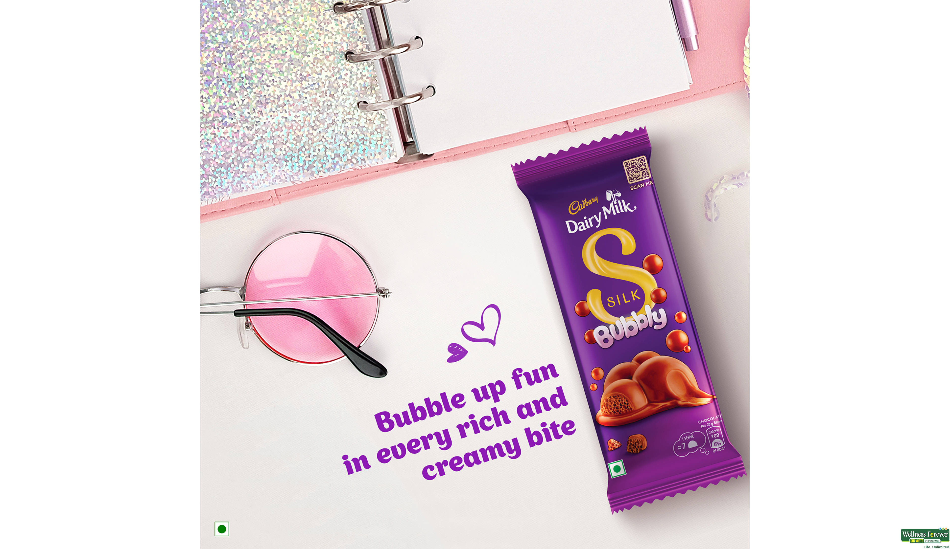 CADB CHOC SILK BUBBLY 50GM- 5, 50GM, 