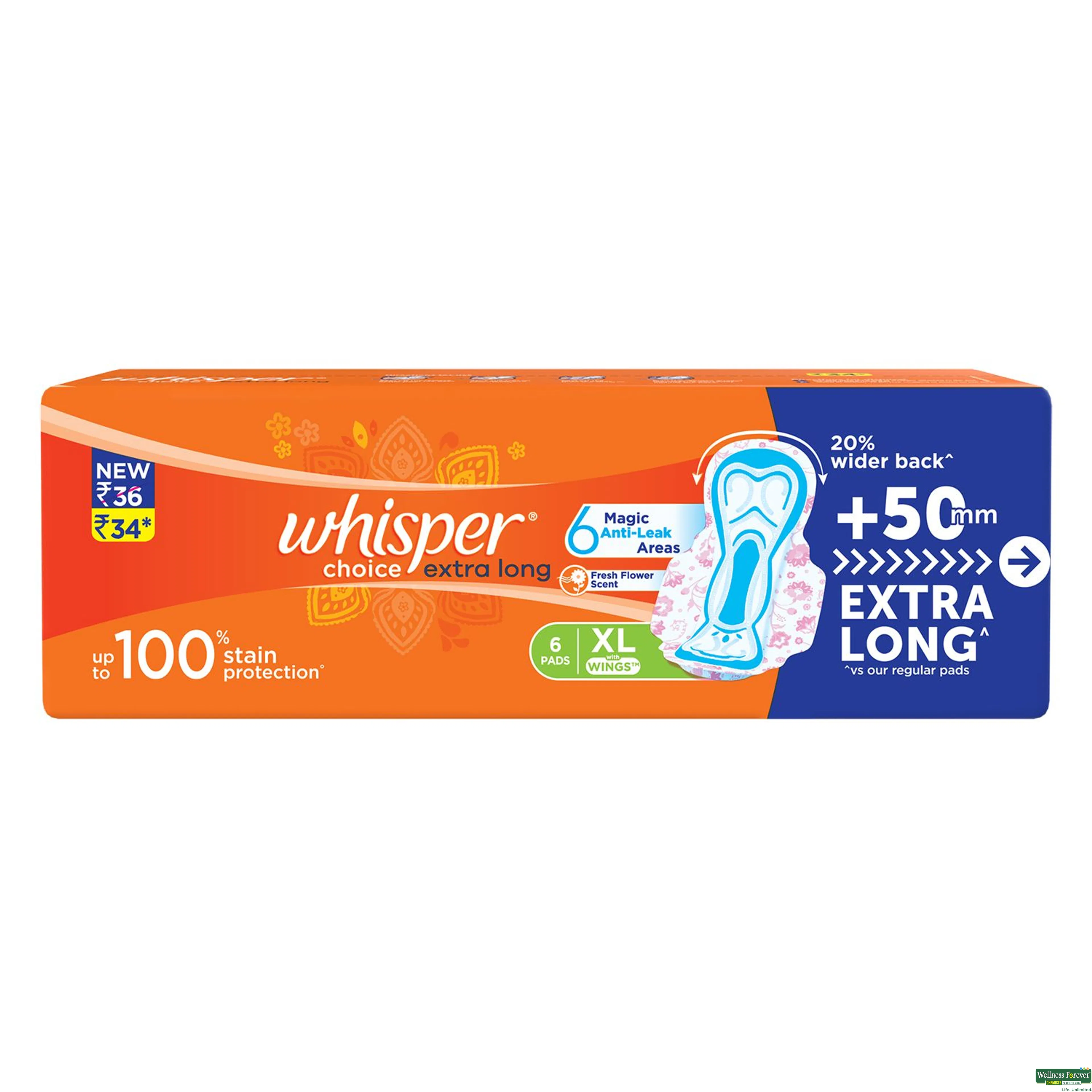 WHISPER SA/PADS CHOICE WINGS XL 6PC-image